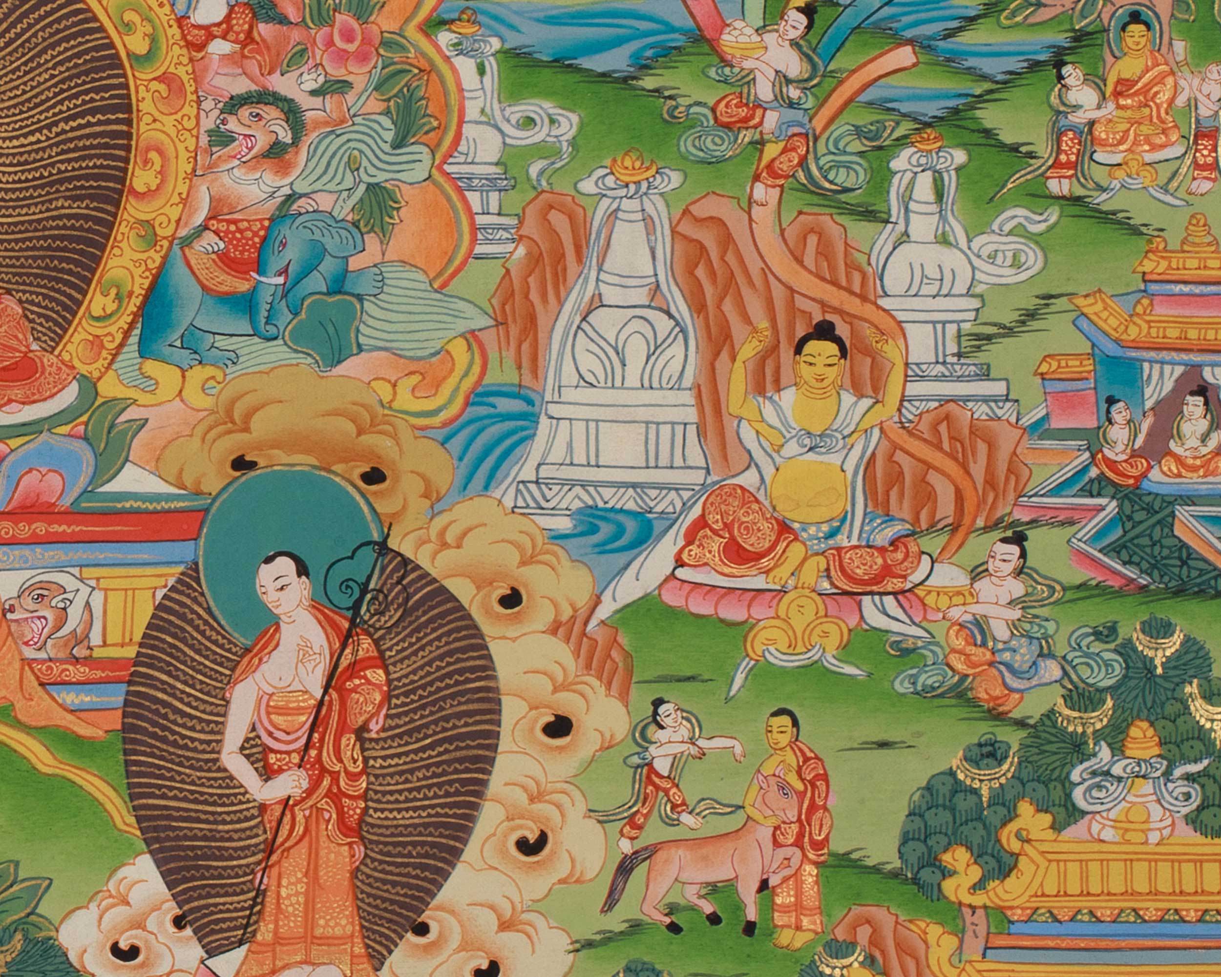 Shakyamuni Buddha Life History thangka | Siddhartha Gautama