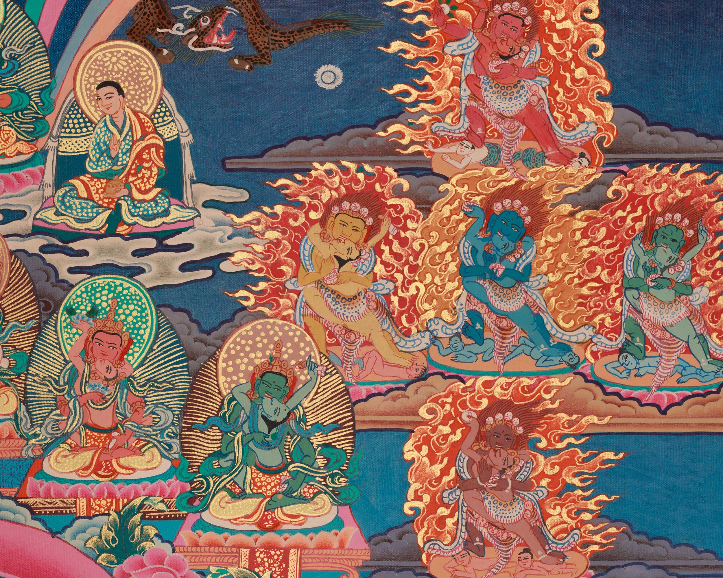 Traditional Thangka of Red Chenrezig | Gyalwa Gyasto with Consort