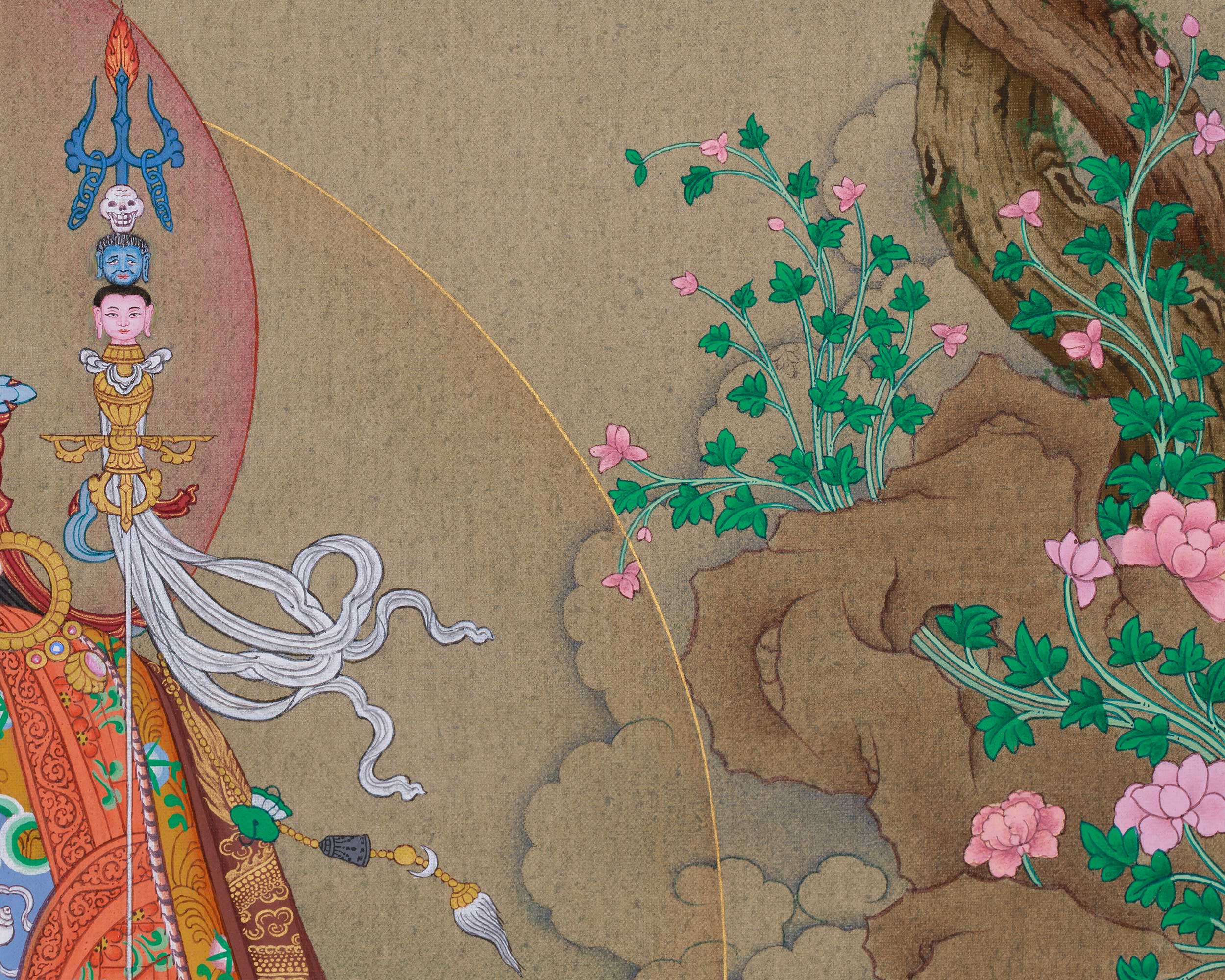 24 Inches Guru Rinpoche Thangka | Tibetan Art of Spiritual Mastery and Protection