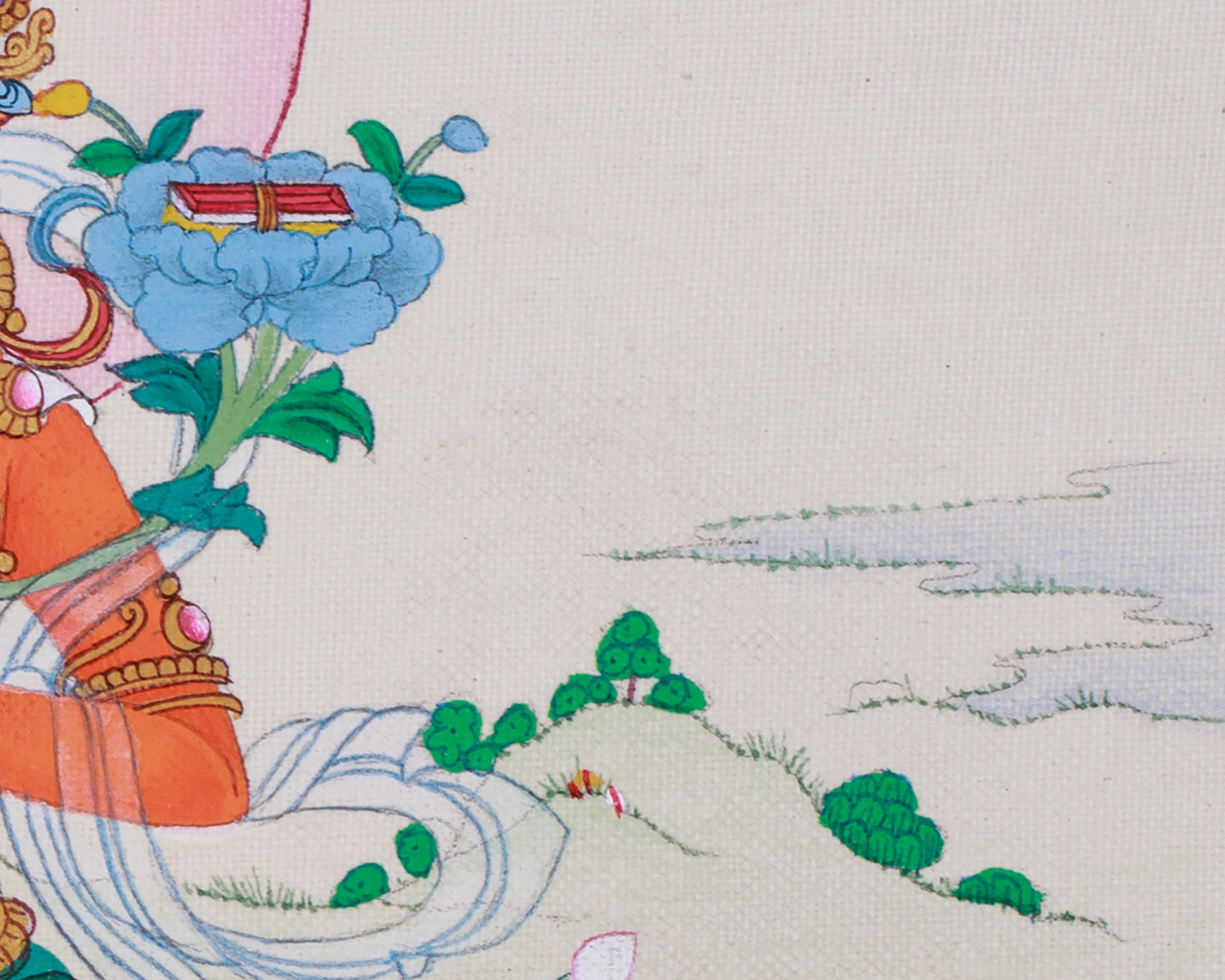Manjushri Buddhist Thangka | The Divine Bodhisattva of Wisdom and Knowledge