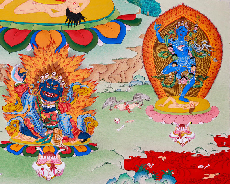 Dorje Phagmo with Four Dakini Thangka | Karma Kagyu Tradition | Exclusive Tibetan Painting