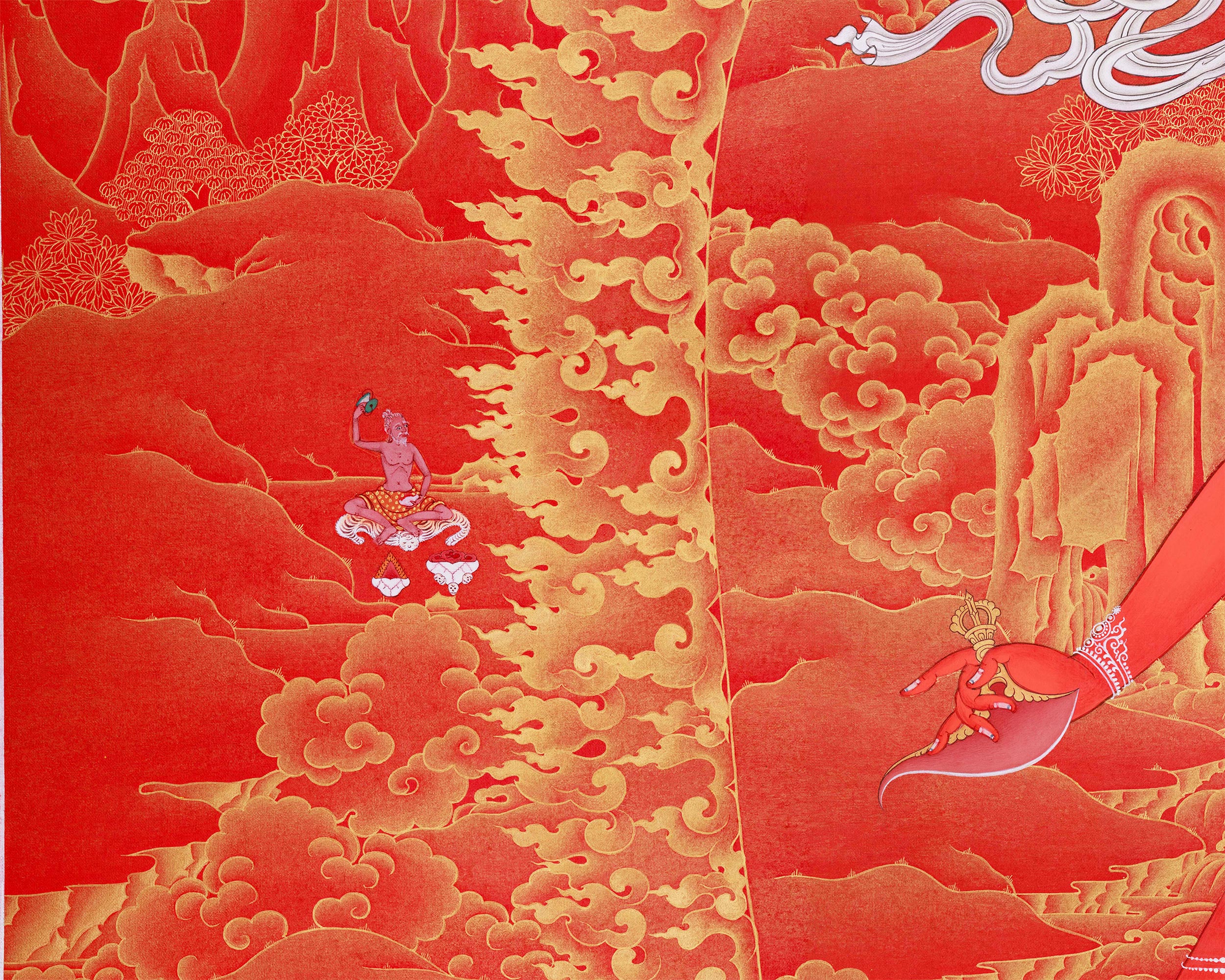 Queen of Dakinis, Vajrayogini | Exclusive Large Thangka in Nakthang (Gold on Red) Style