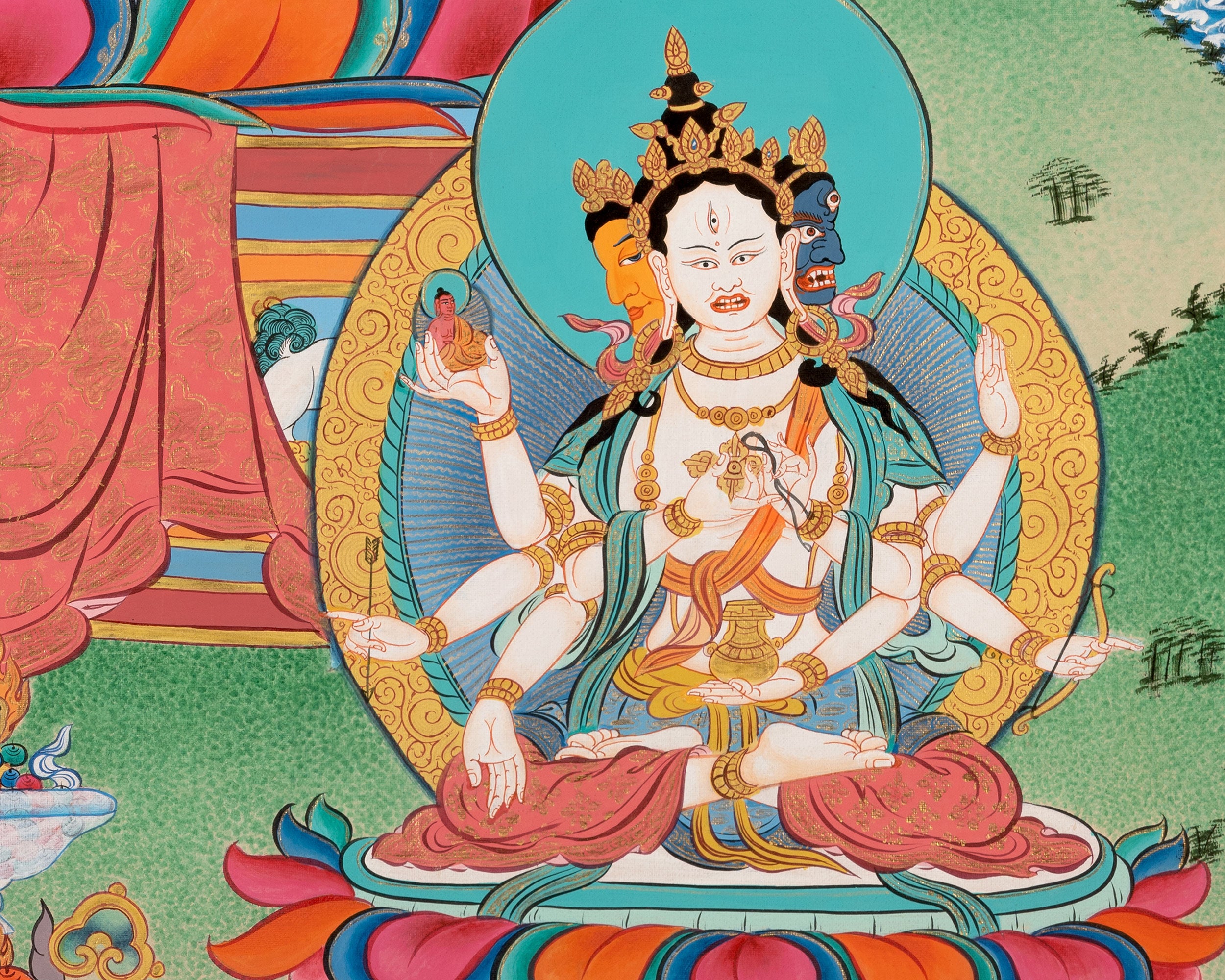 White Tara Thangka Painting | Religious Buddhist Art | Wall Decors
