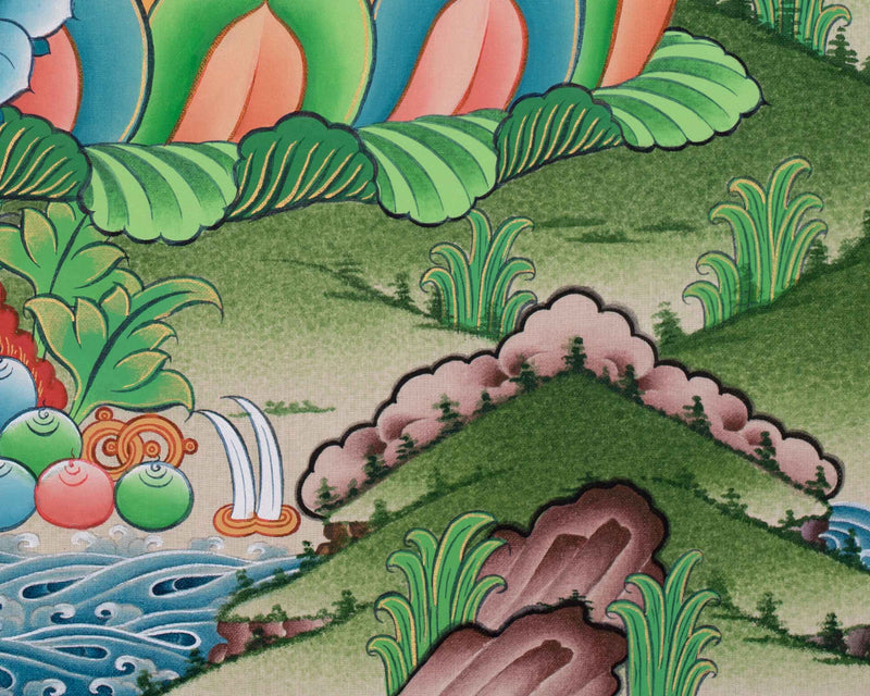 Dzambhala Divine Thangka Artwork | Embodiment of Abundance | Art for Meditation