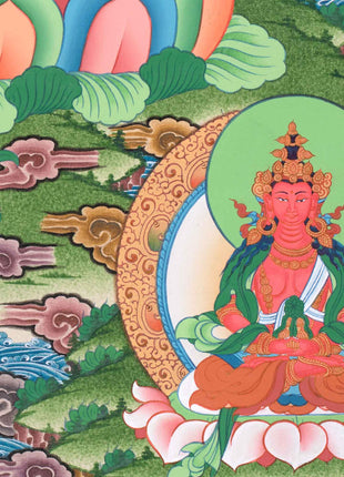 Green Tara Thangka with Other Deities | Wall Art for Tranquility