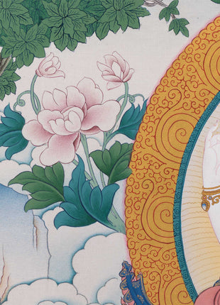 Triad of Compassion-Wisdom-Power: Chenresig, Manjushri, and Vajrapani Thangka Print