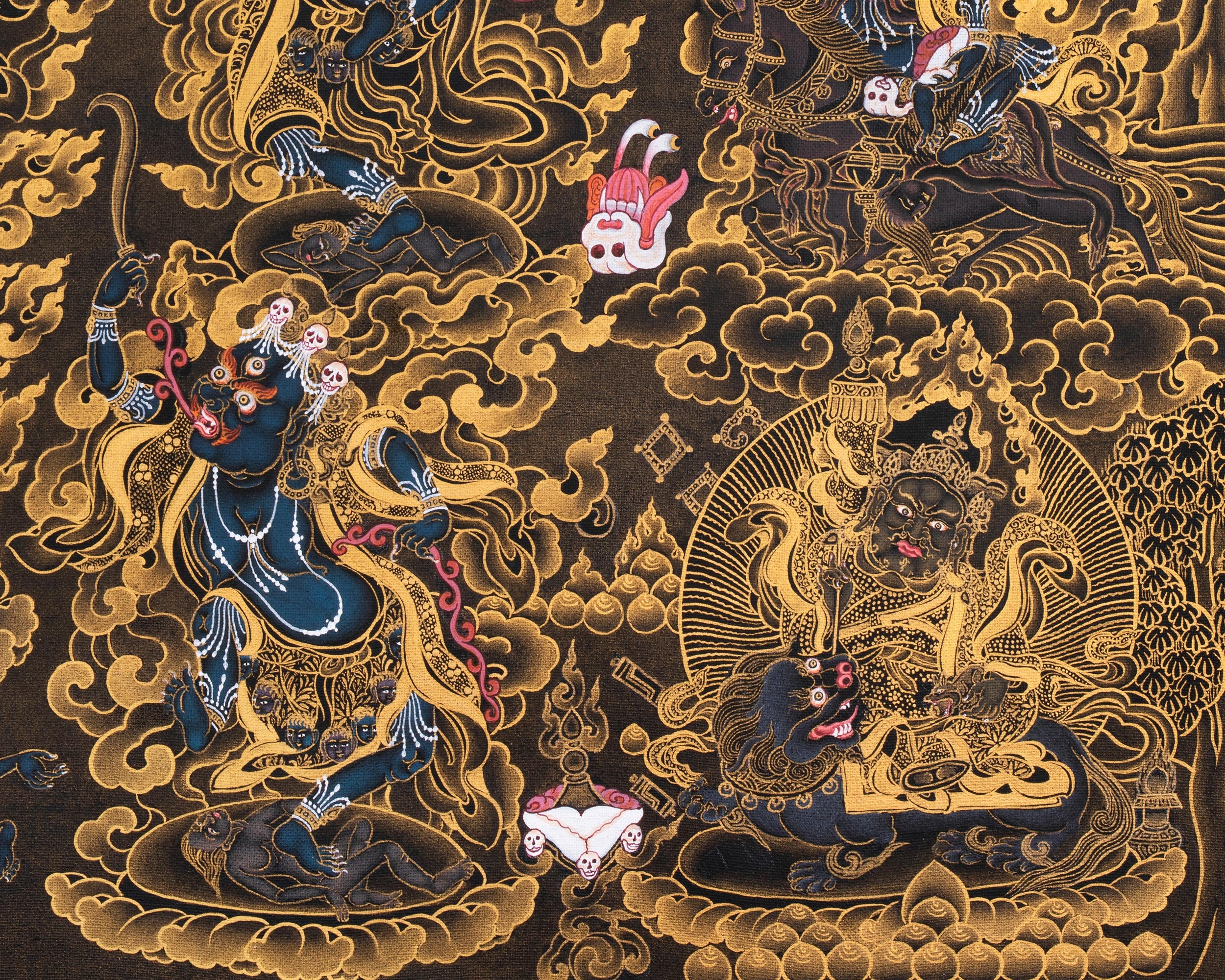 Sakya Mahakala Thangka, High Quality Giclee Canvas Print, Digital Print, Mahakala Thangka