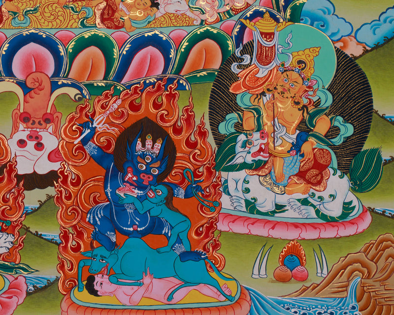 Wrathful Yidam Yamantaka Thangka | The Conqueror of Death | Traditional Tibetan Vajrayana Art