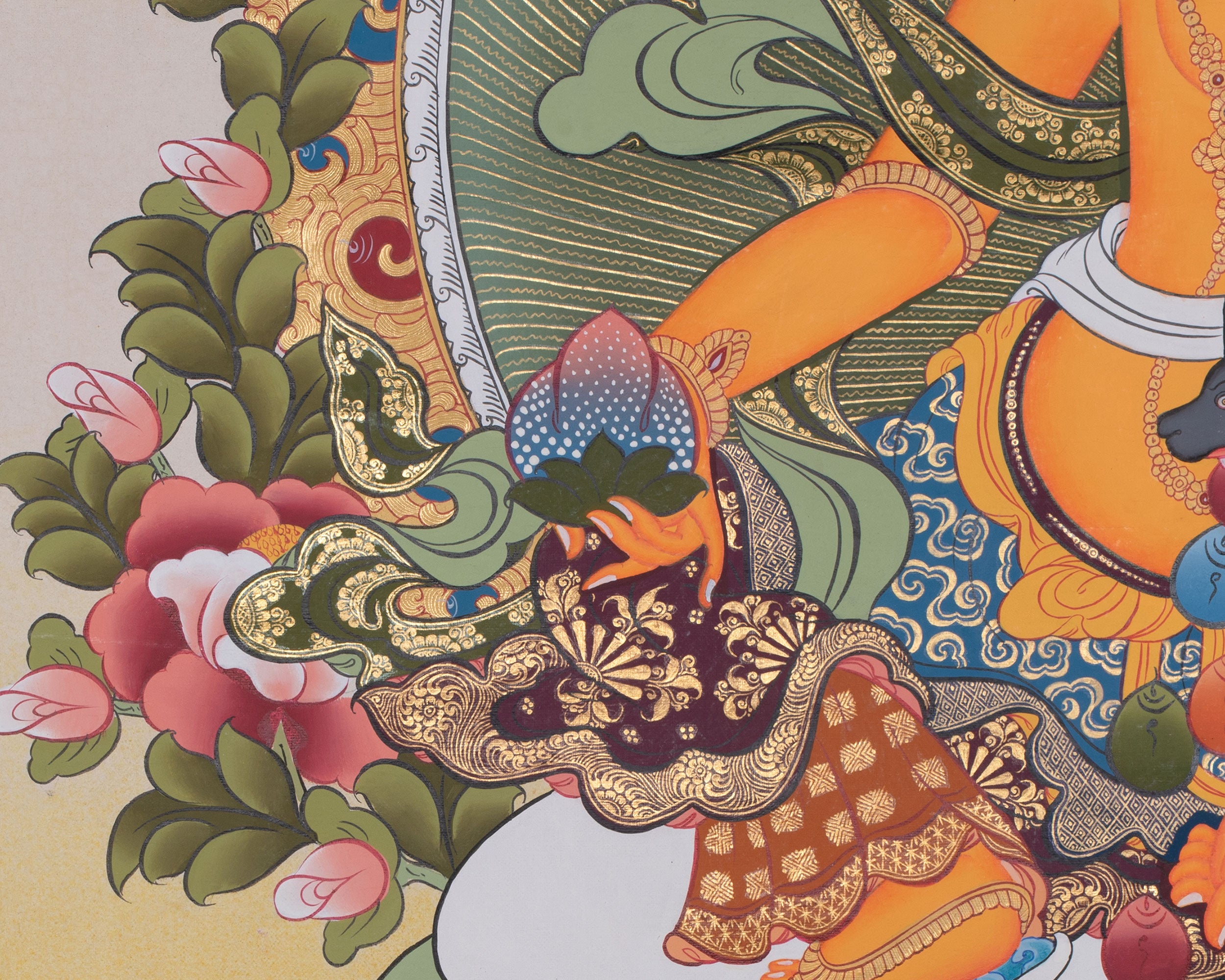 Guardian Of Prosperity Dzambhala Thangka | A Protector of Wealth and Abundance