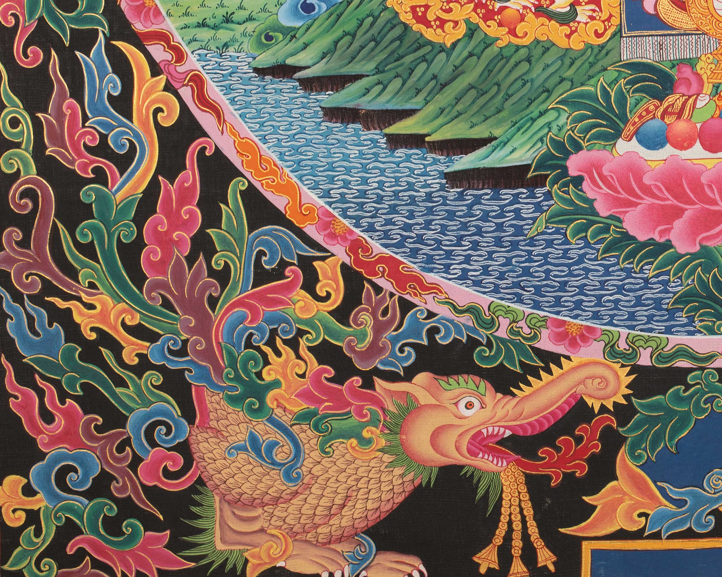 4 Armed Chengrezig Thangka | Buddhist Newari Art Style from Kathmandu Nepal