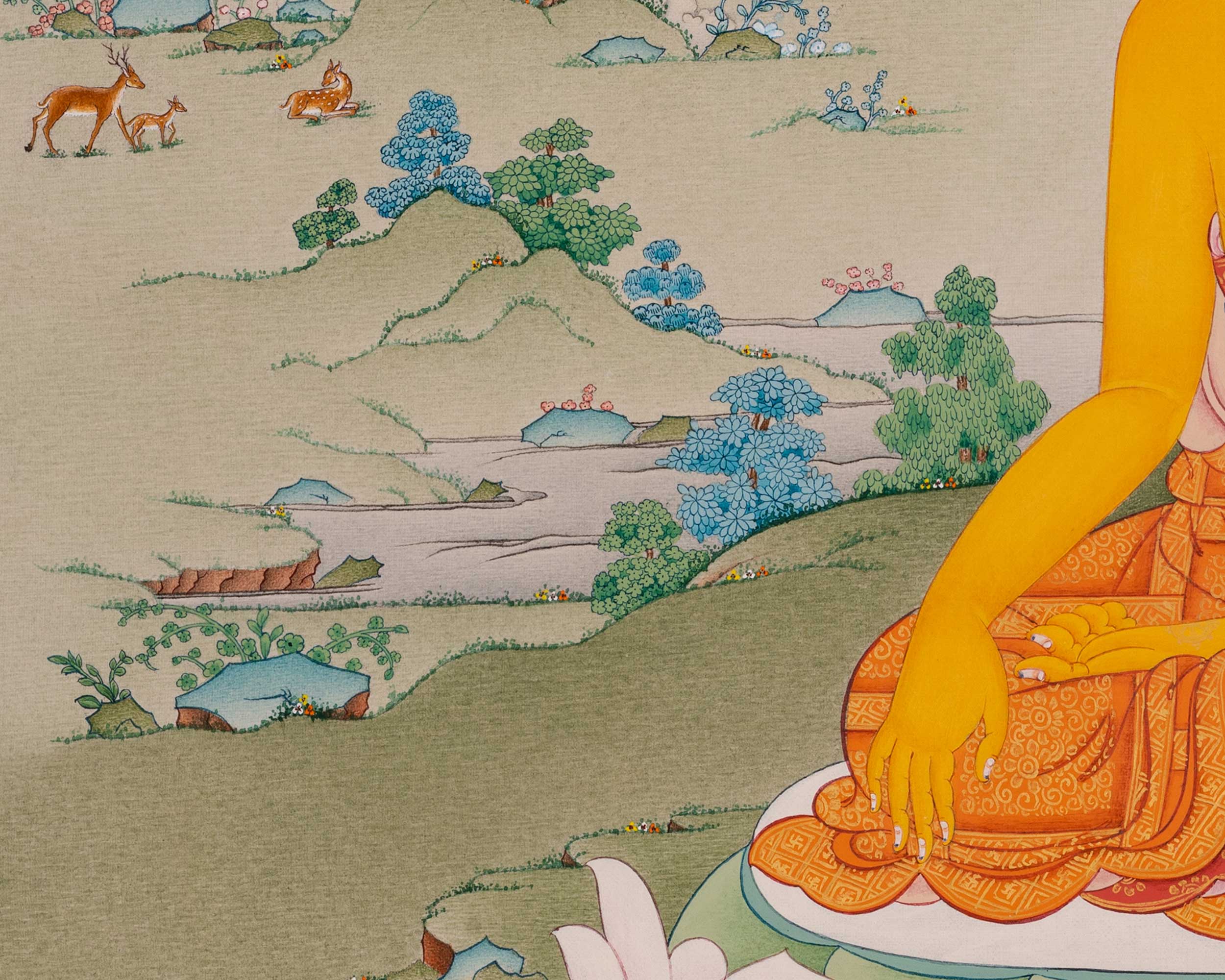 Siddhartha Gautama Digital Print Artwork | Buddha Shakyamuni on Canvas | Thangka Print for Spiritual Awakening