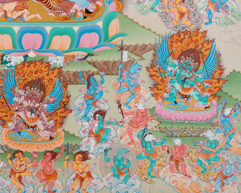 58 Wrathful Bardo Deity Thangka Print | 100 Deities of Bardo