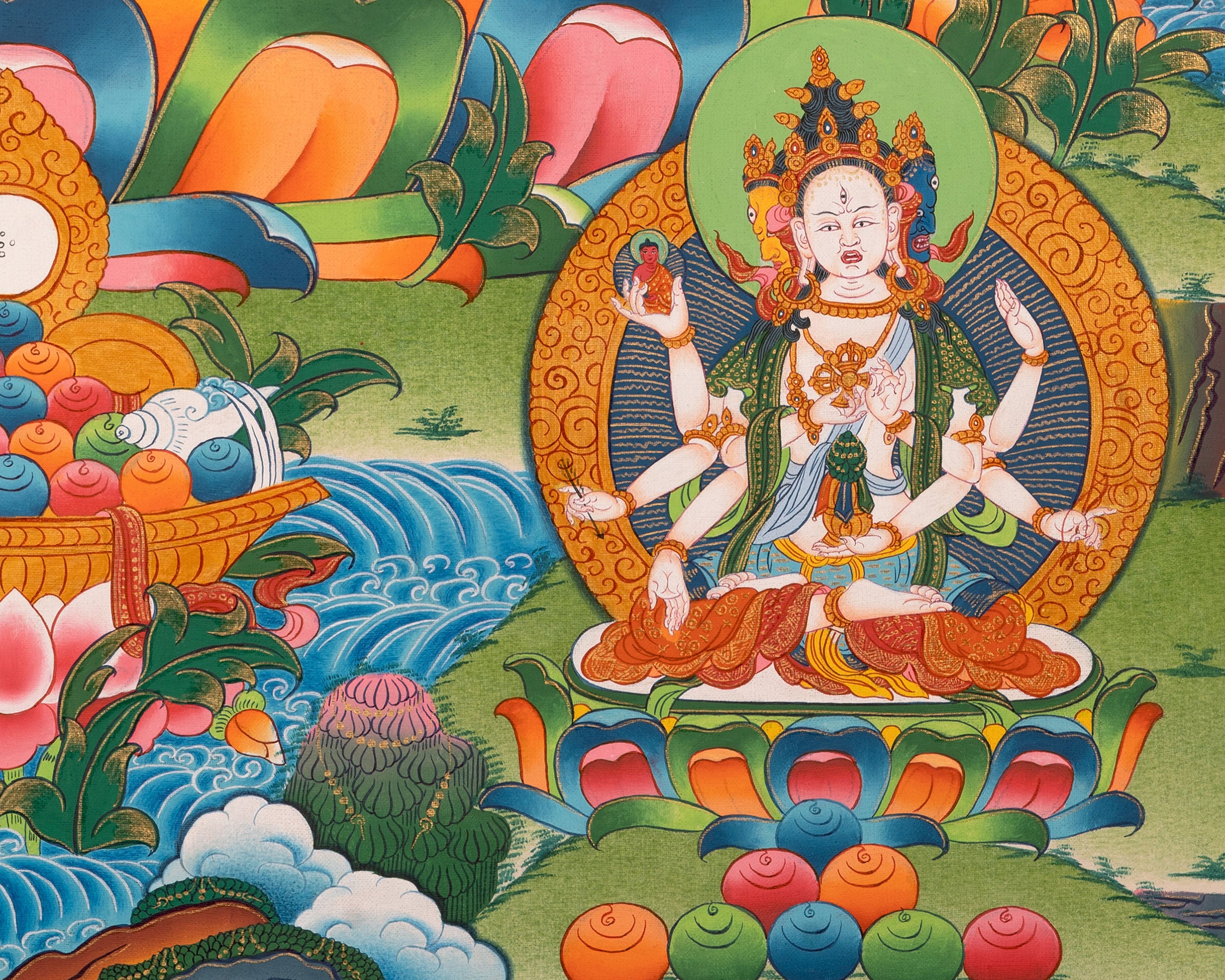 Thangka of Longevity Deity White Tara | Tibetan Goddess of Healing