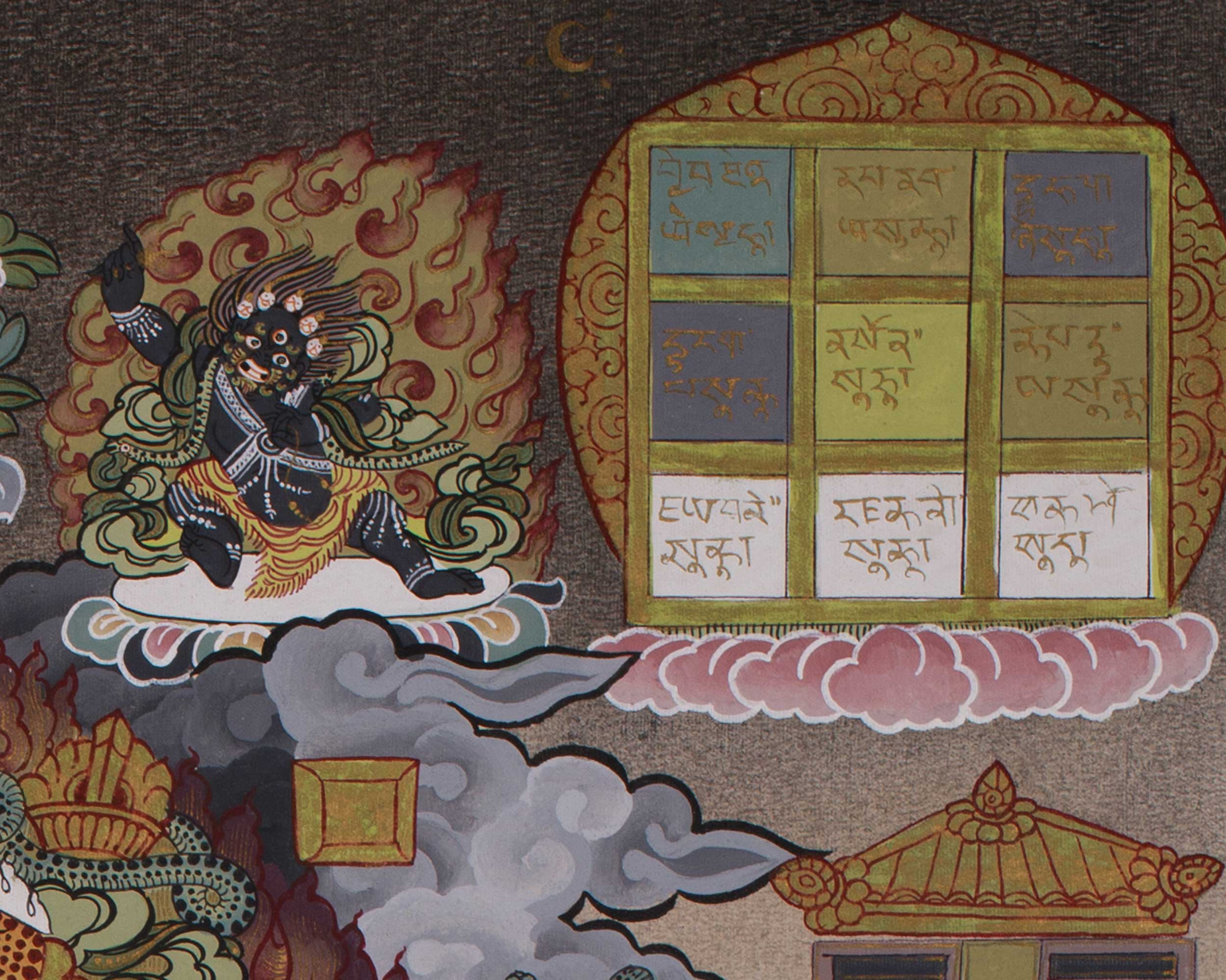 Tibetan Calendar | An Intricate Thangka Depicting the Buddhist Year and Lunar Cycle