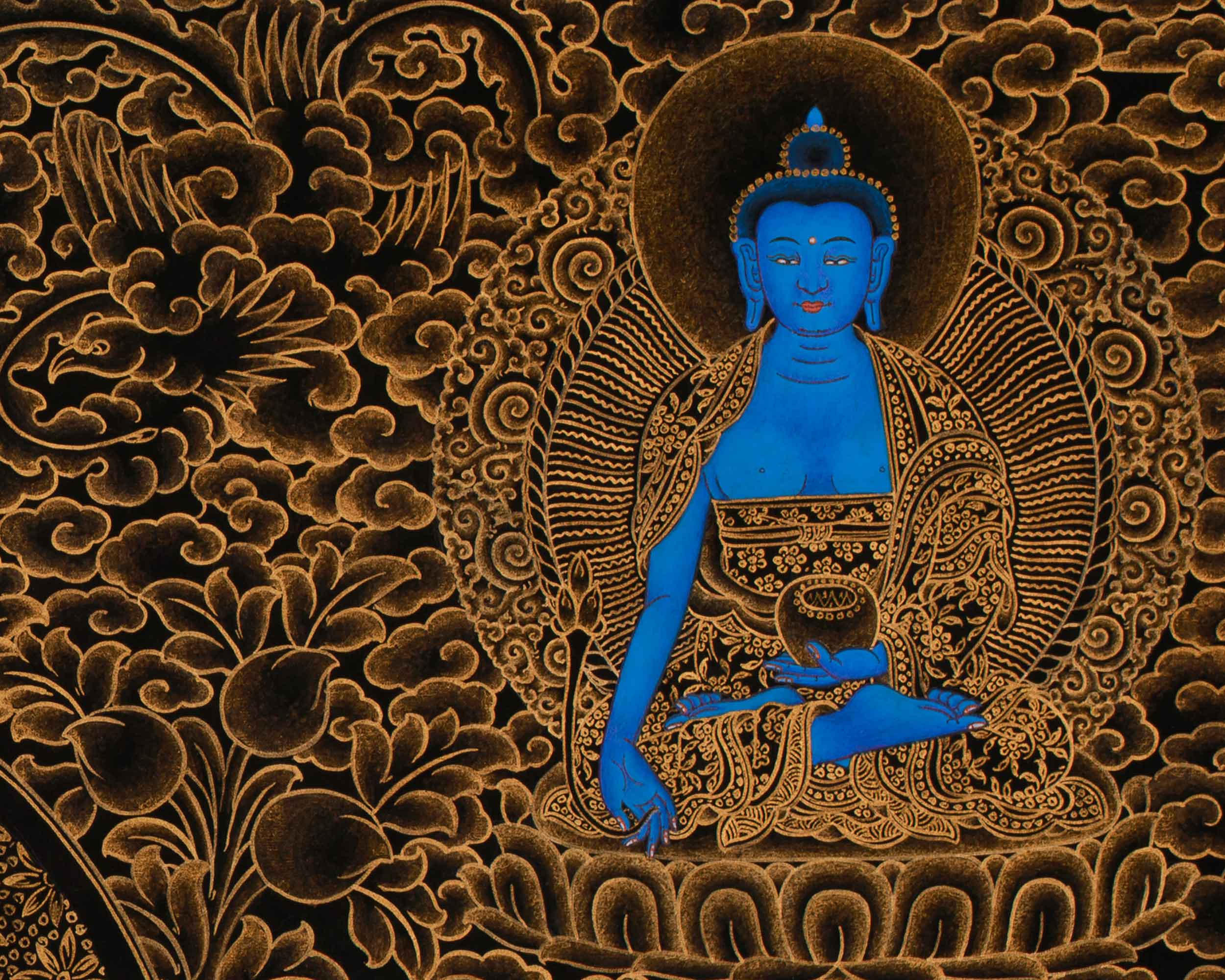 Tibetan Four-Armed Chenrezig Thangka | Compassionate Bodhisattva of Mercy