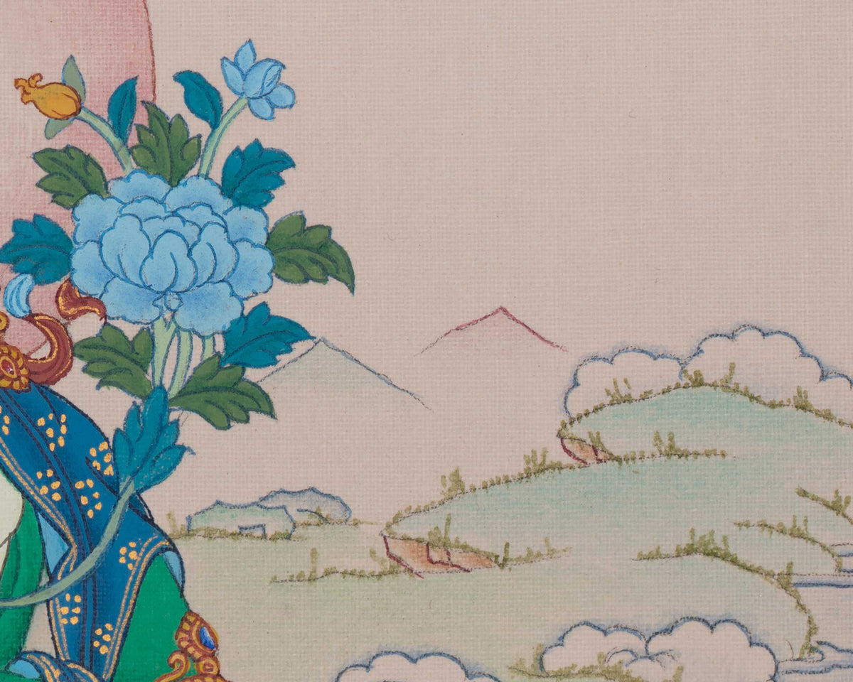 Hand-Painted Green Tara Art | Swift Compassion In Action And Protection From Fear