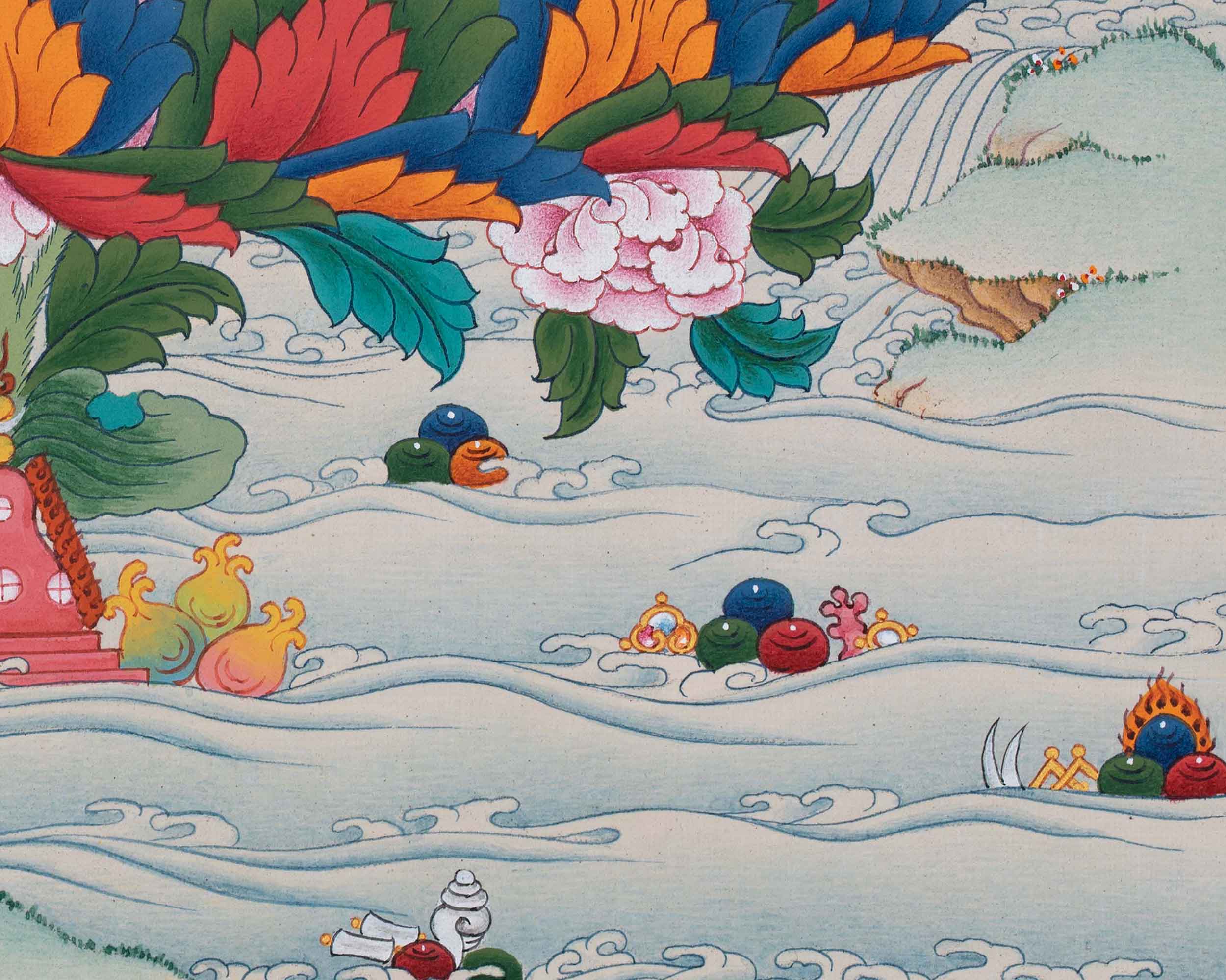 Guru Padmasambhava In Rainbow Body Form | Guru Rinpoche Thangka Print