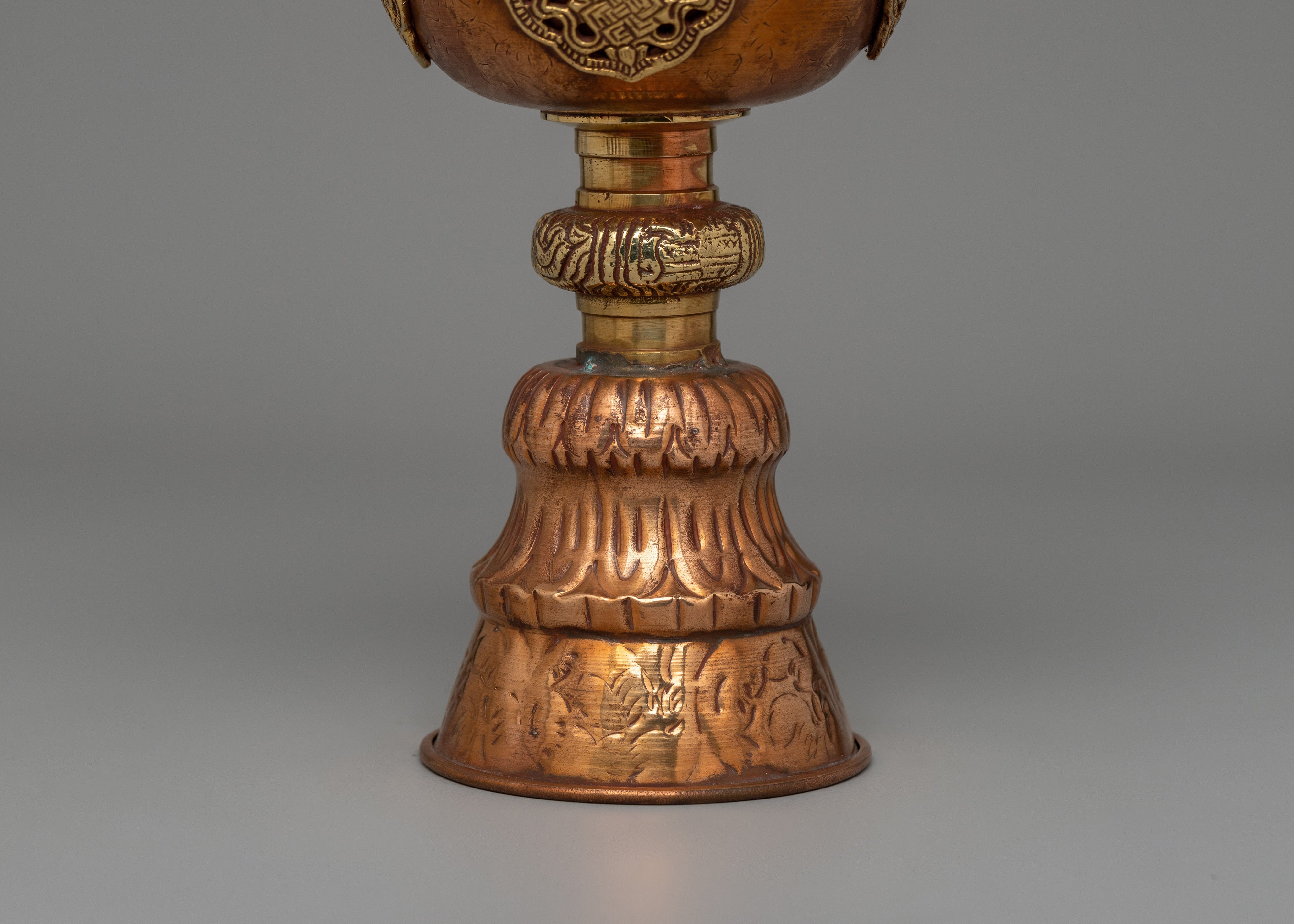Tibetan Altar Butter Lamp Vessel | Traditional Copper Offering Lamp