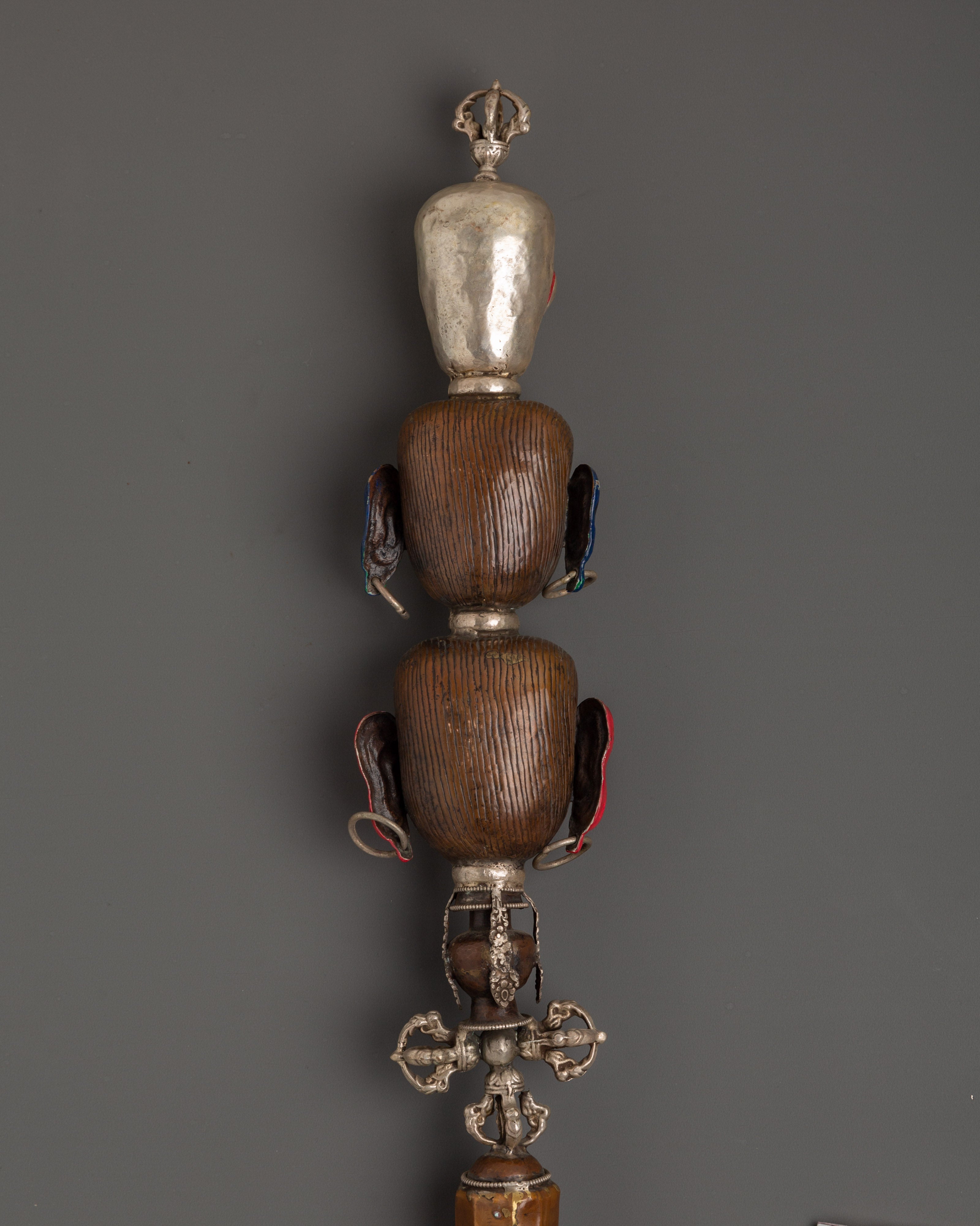 Handcrafted Tibetan Khatan Ritual Dagger | Three-Faced Sacred Artifact