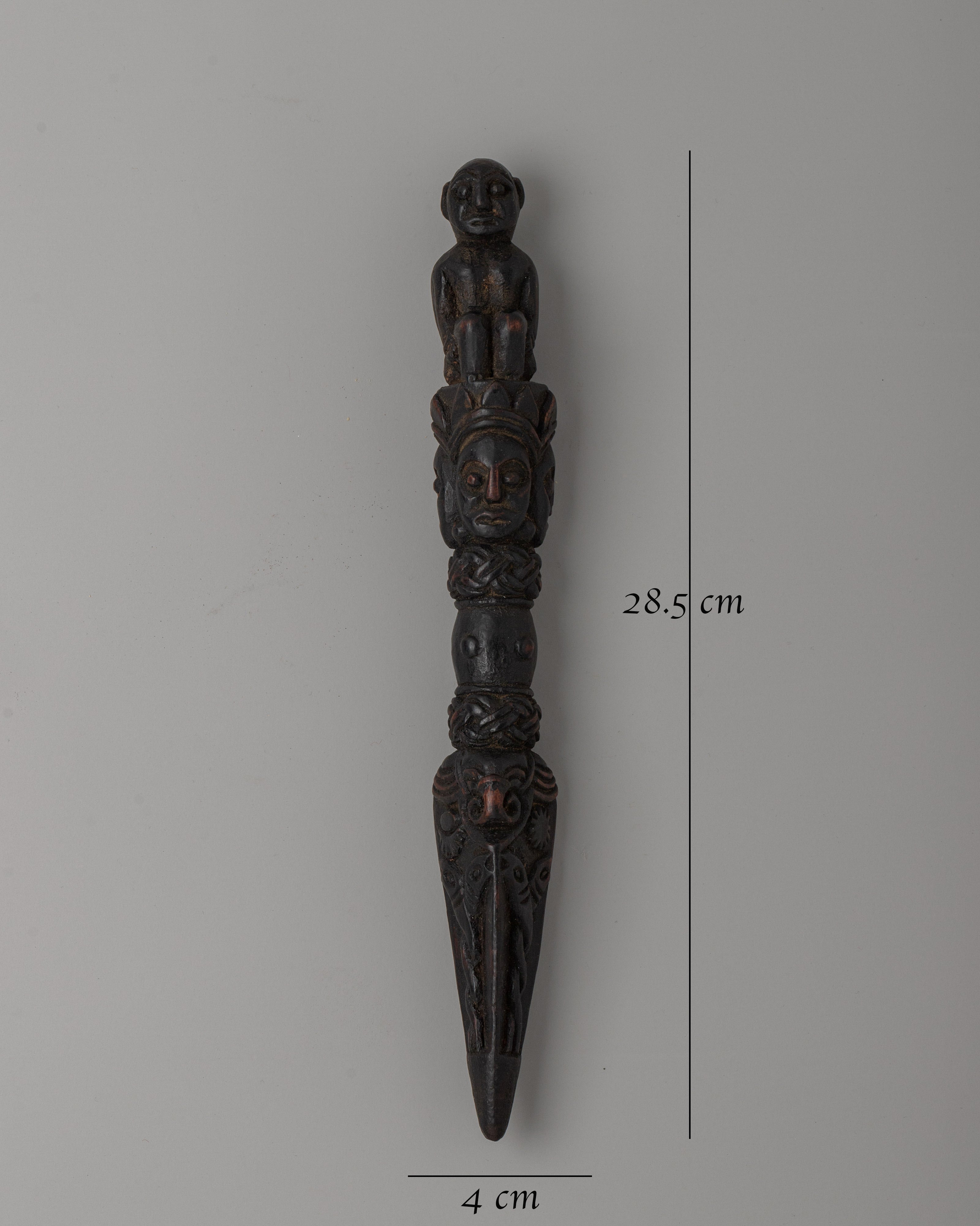 Hand-Carved Wooden Dorje Phurba | Sacred Energy Symbol