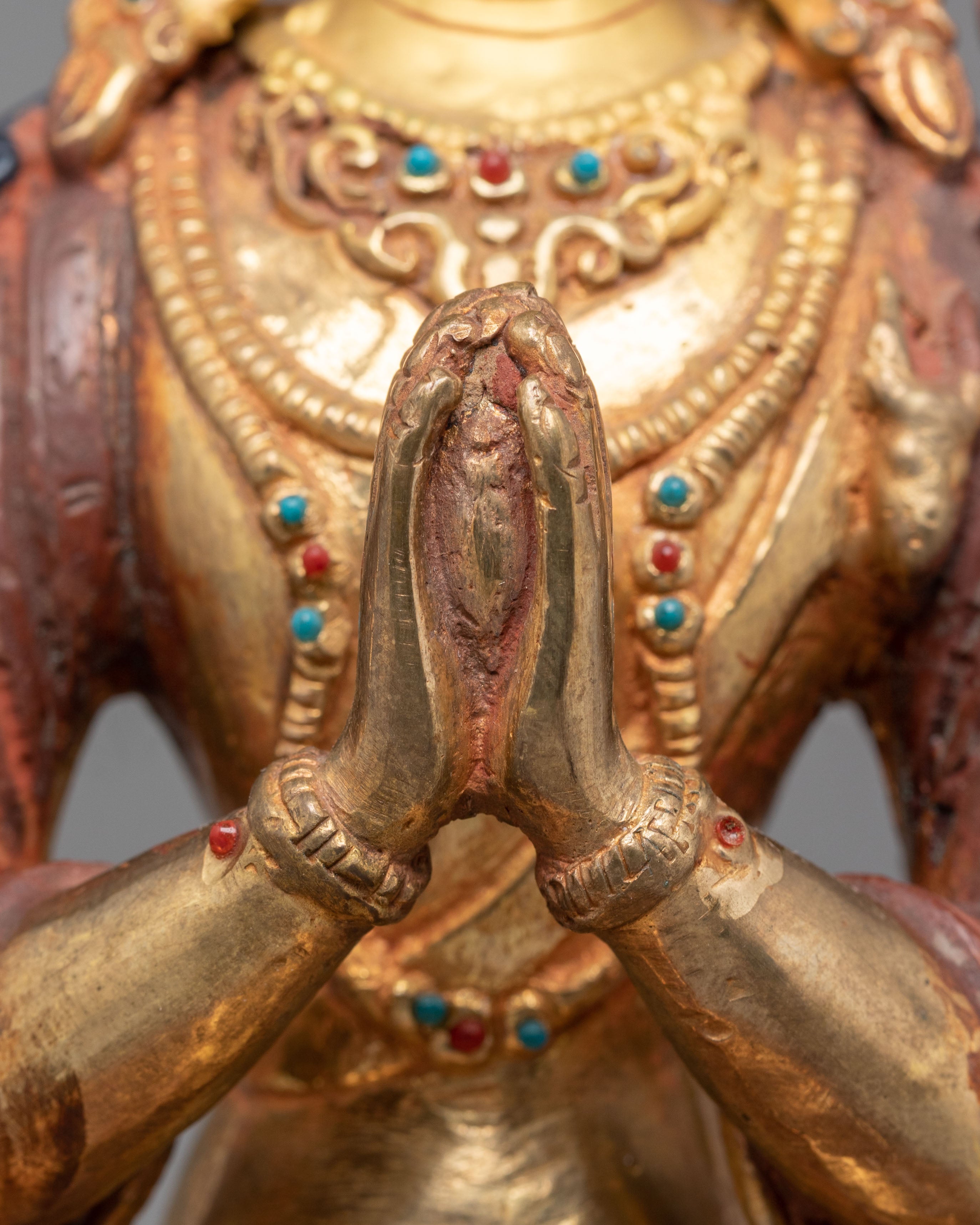 Gold Plated Statue of Bodhisattva Chenrezig | Deity of Compassion
