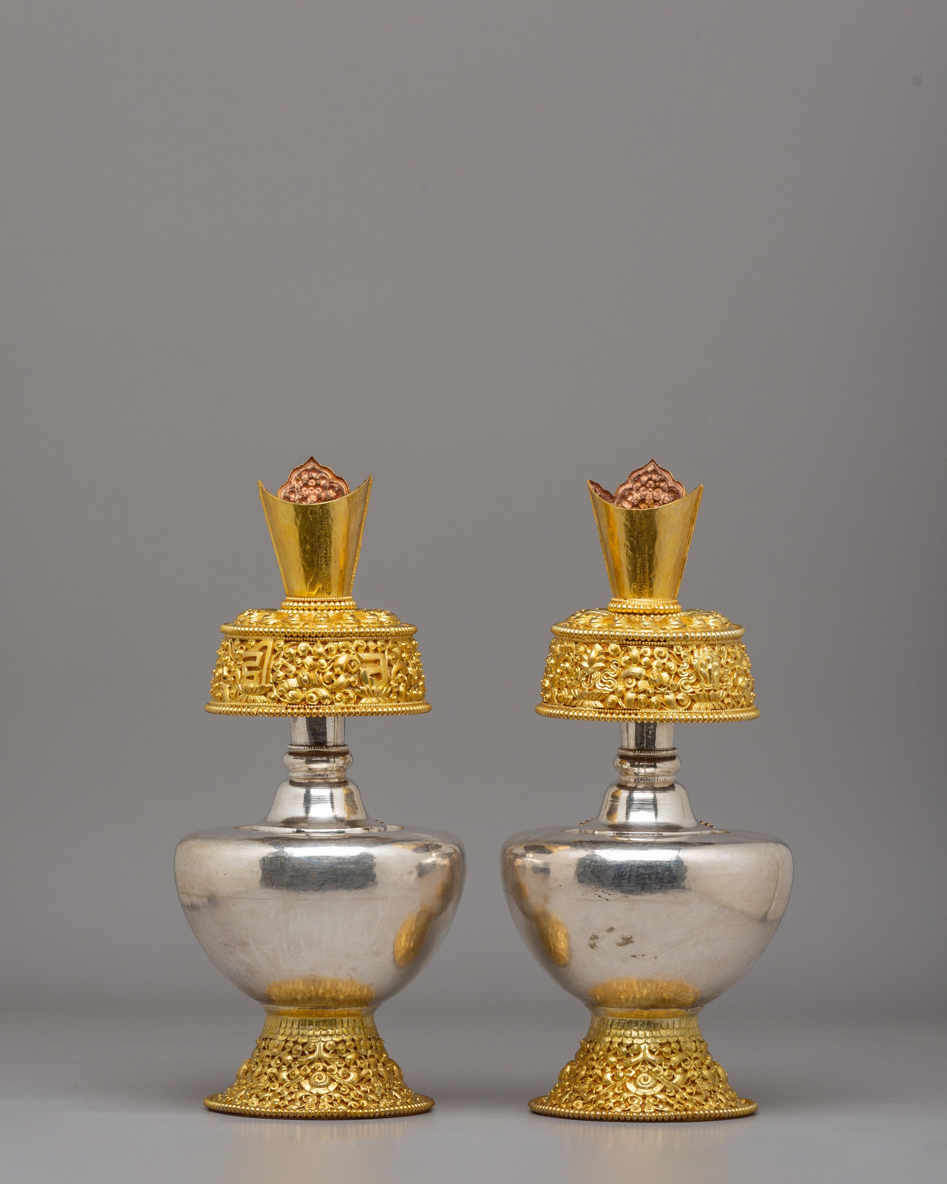 Himalayan Altar Bhumba Set | Handcrafted Copper Ritual Vessels