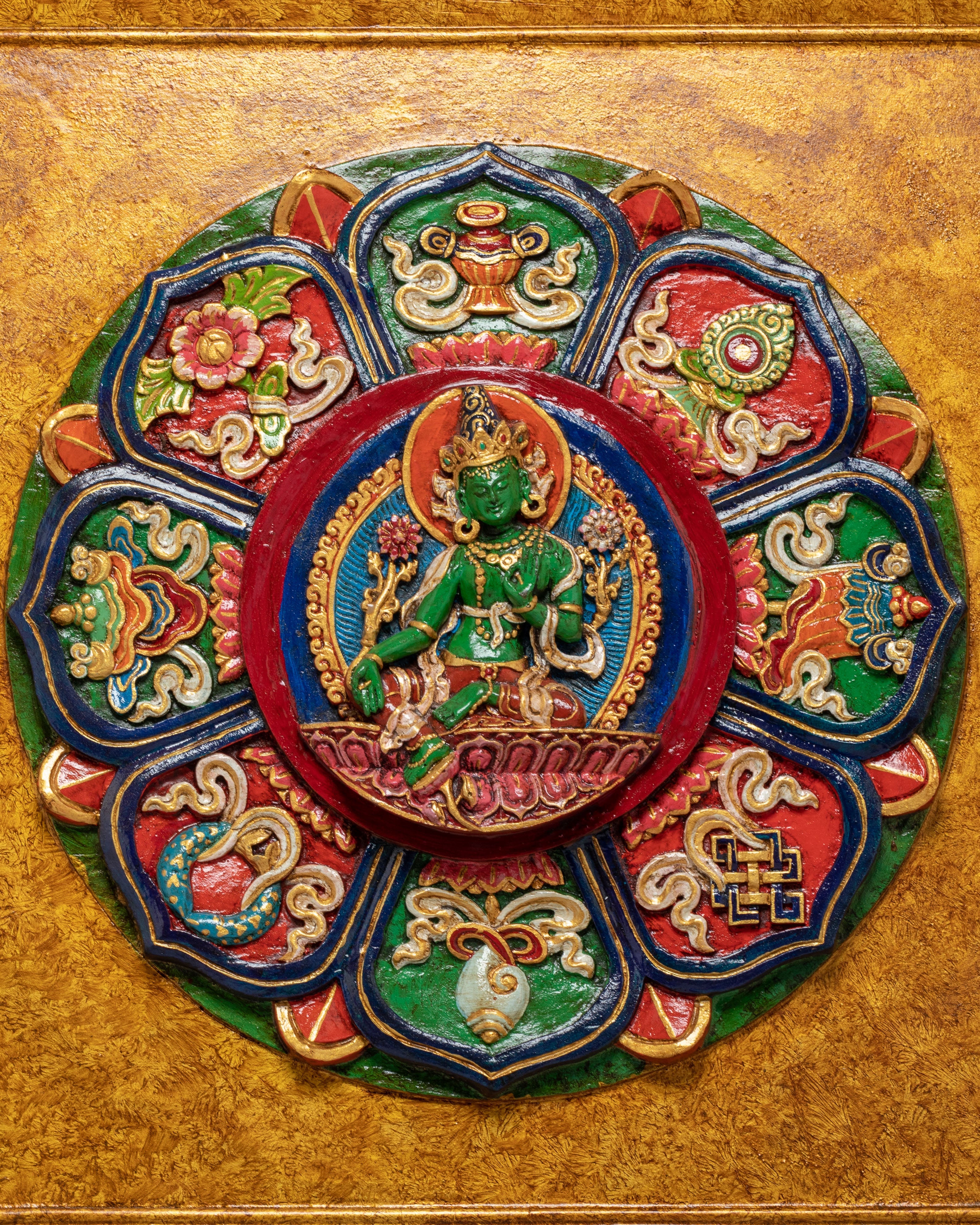 Green Tara Buddhist Wall Hanging | Handcrafted Tibetan Art for Spiritual Home Decor
