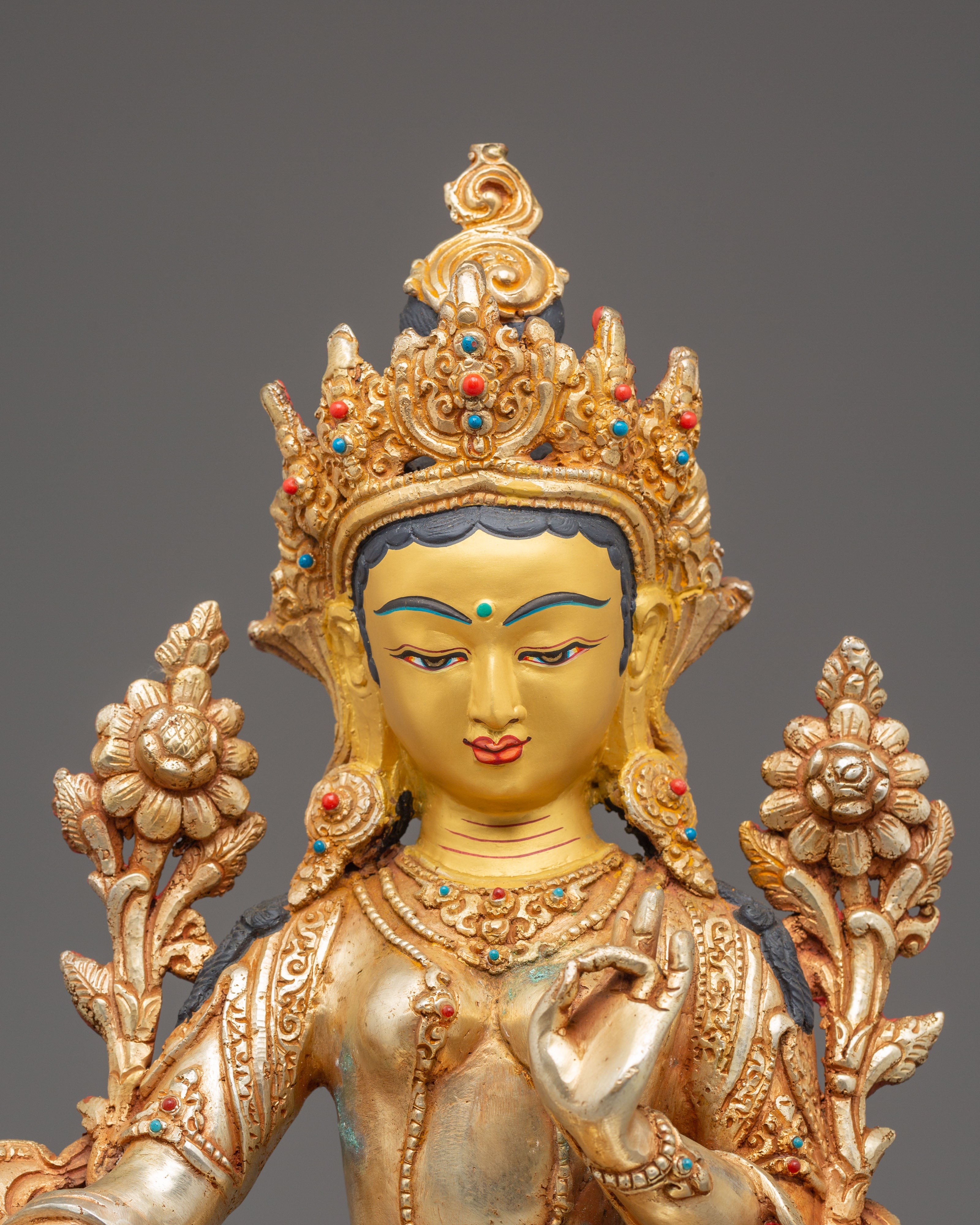 Compassionate Bodhisattva Shyama Tara Statue | Green Tara Tibetan Figurine
