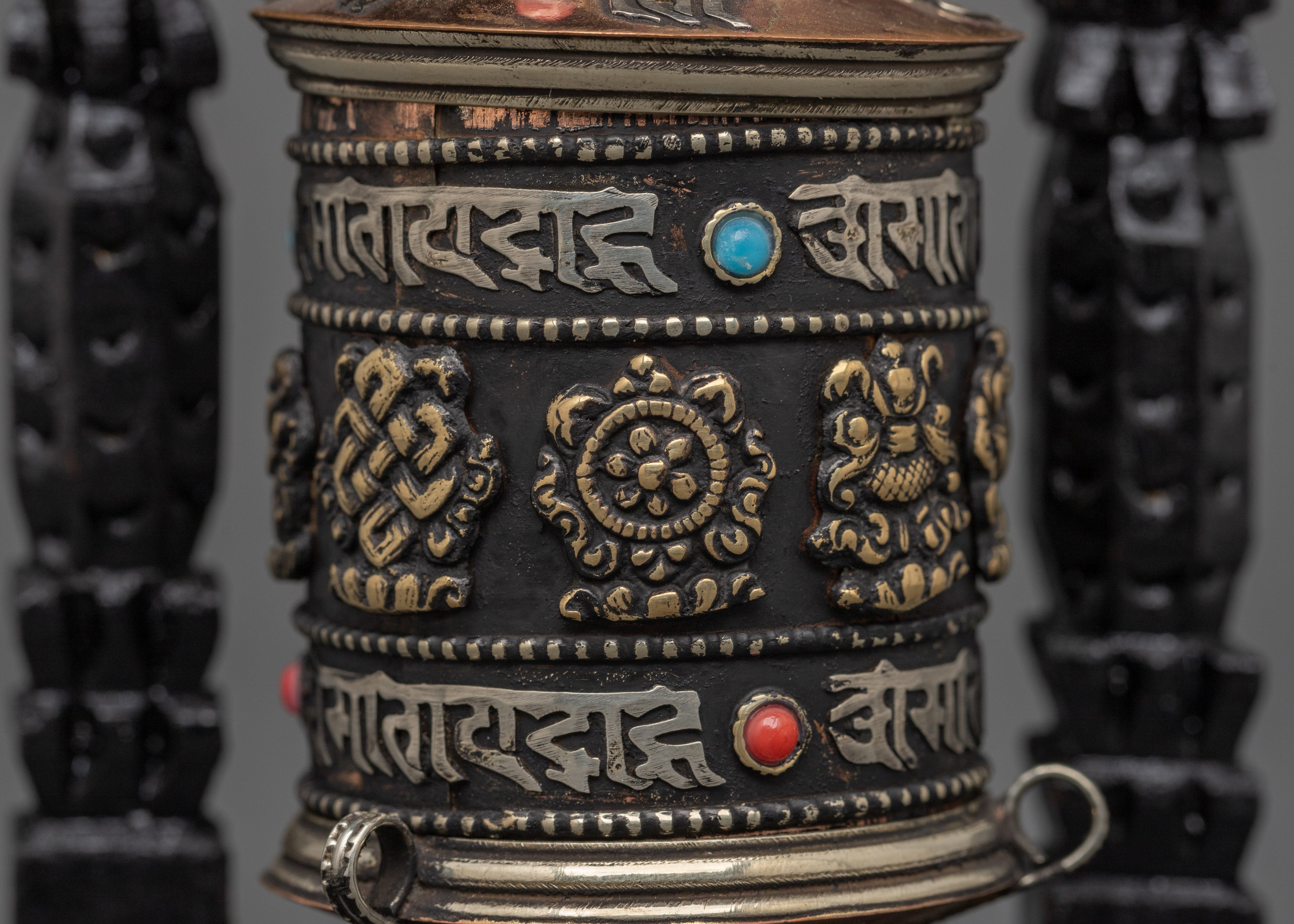 Tibetan Prayer Wheel with Brass | Buddhist Meditation Decor