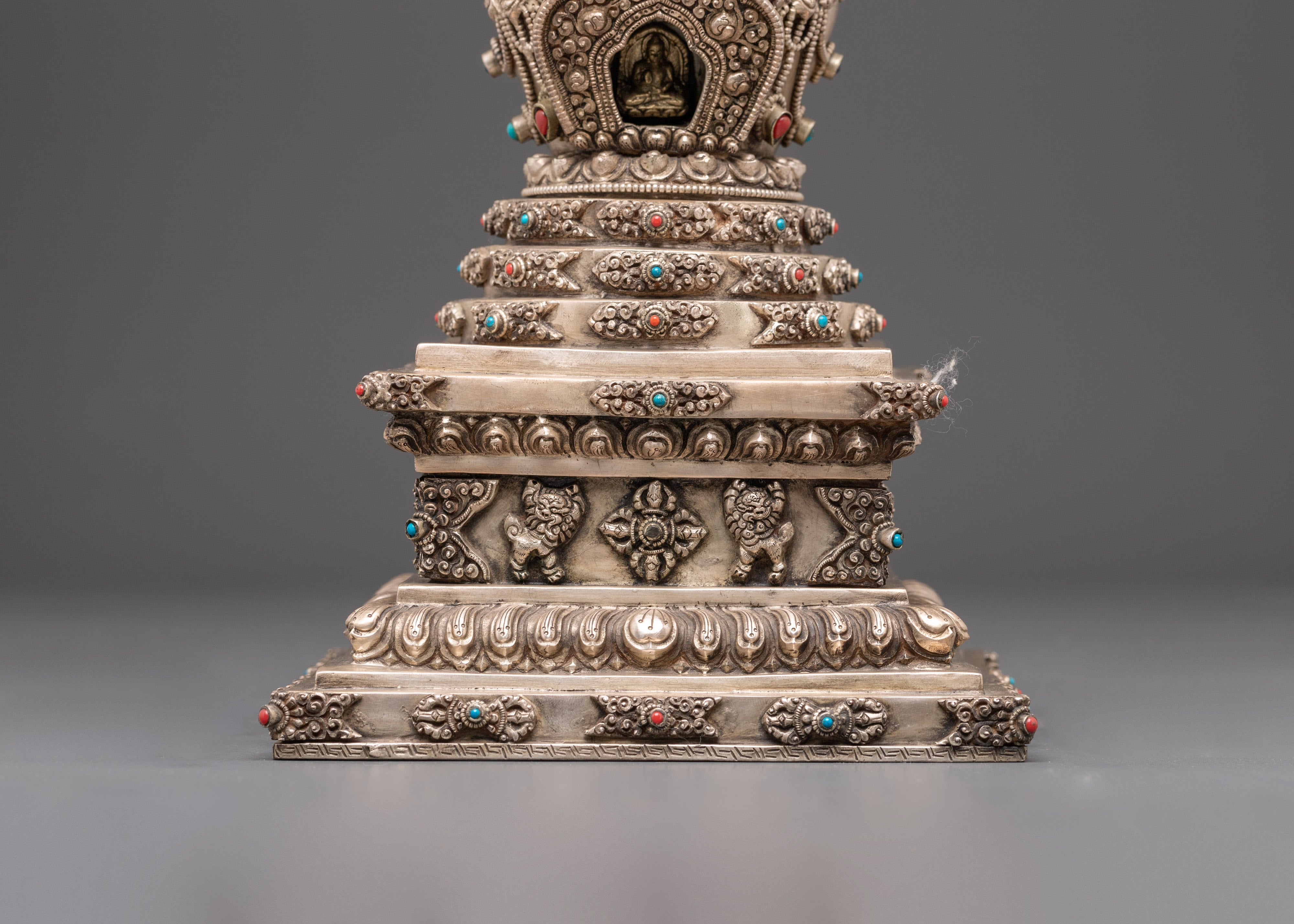 Silver Plated Buddhist Stupa | Symbol of Enlightenment