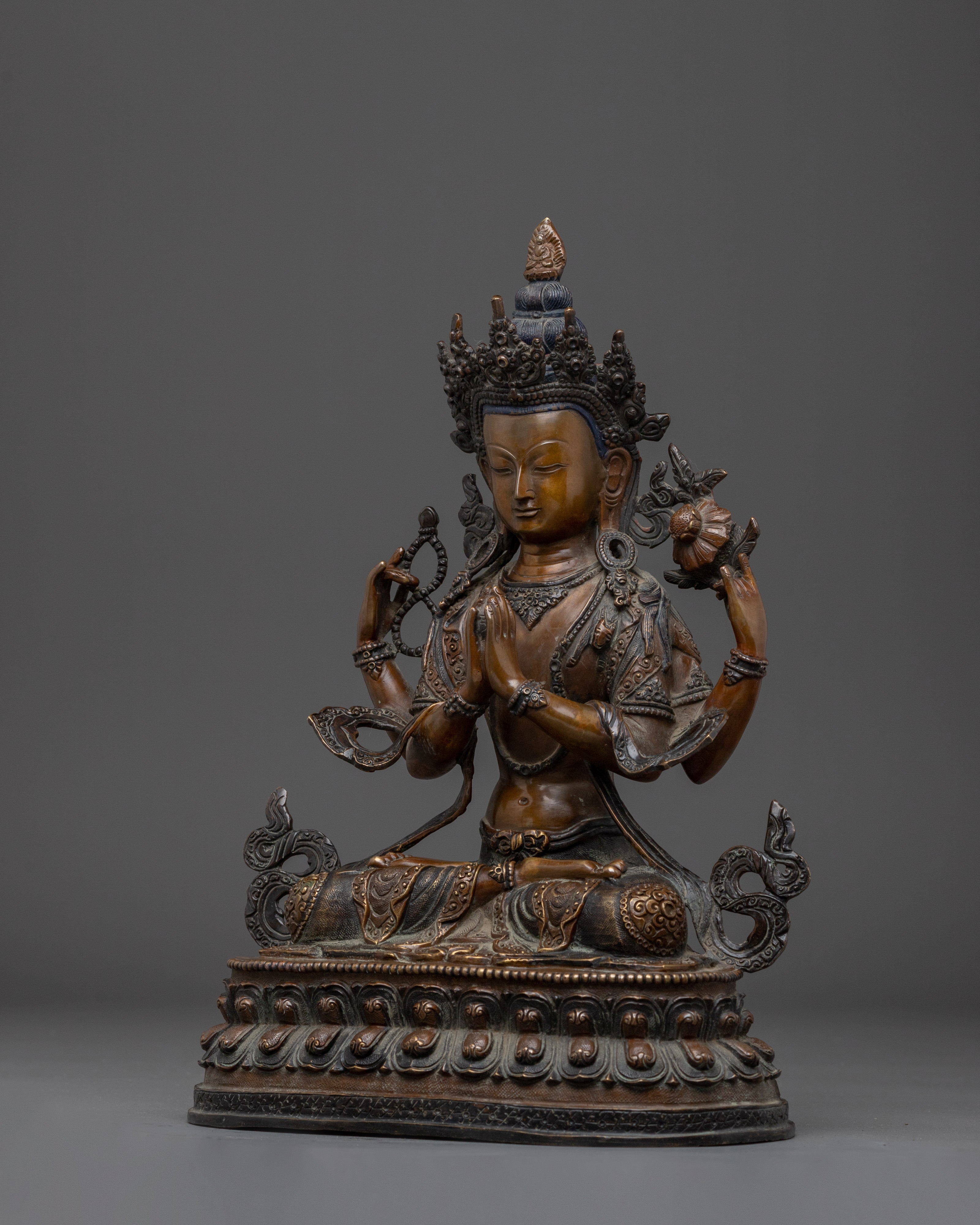 Handcrafted Chenrezig Bodhisattva statue