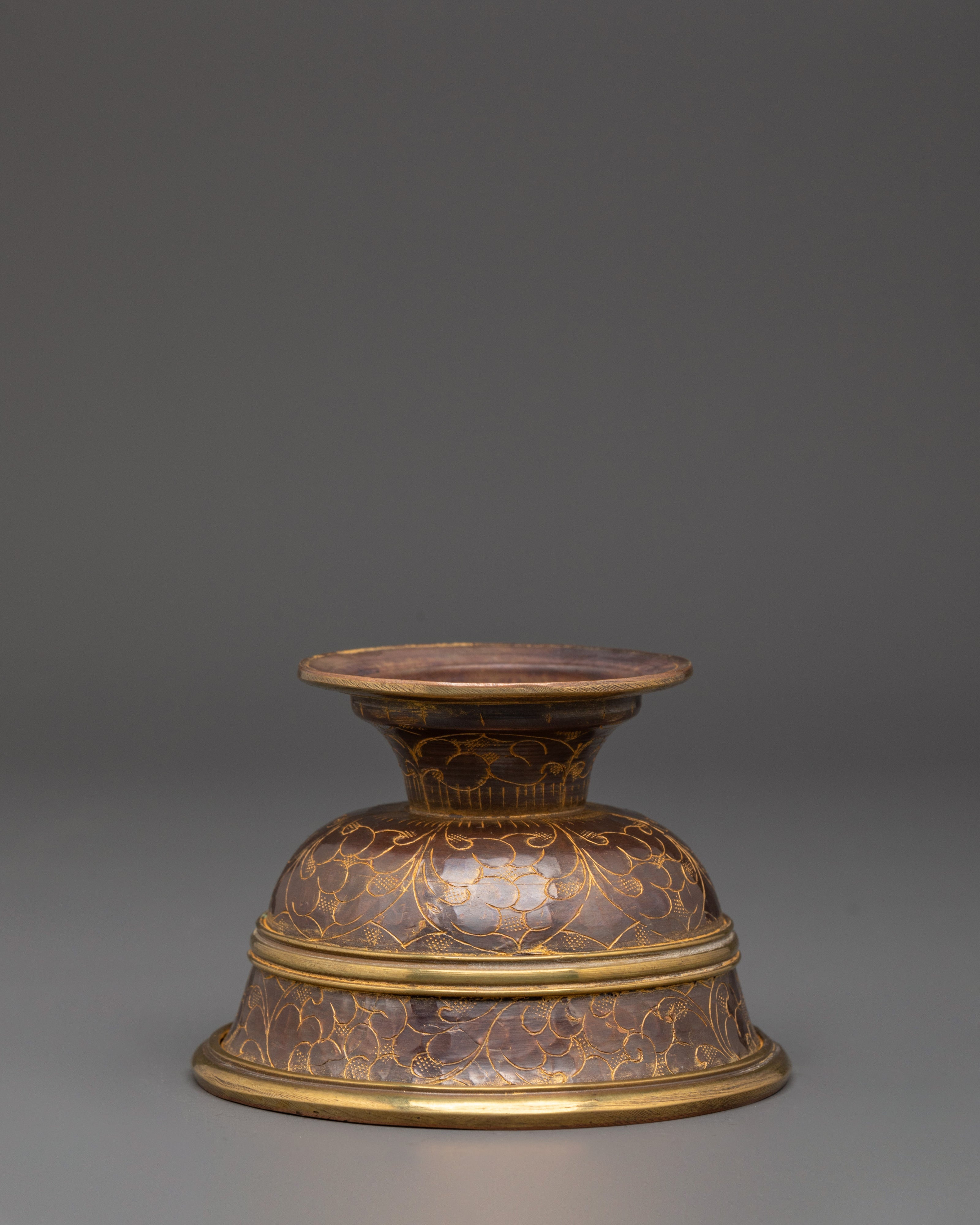 Tibetan Oxidized Copper Offering Bowl Set for Puja | Rituals Crafts