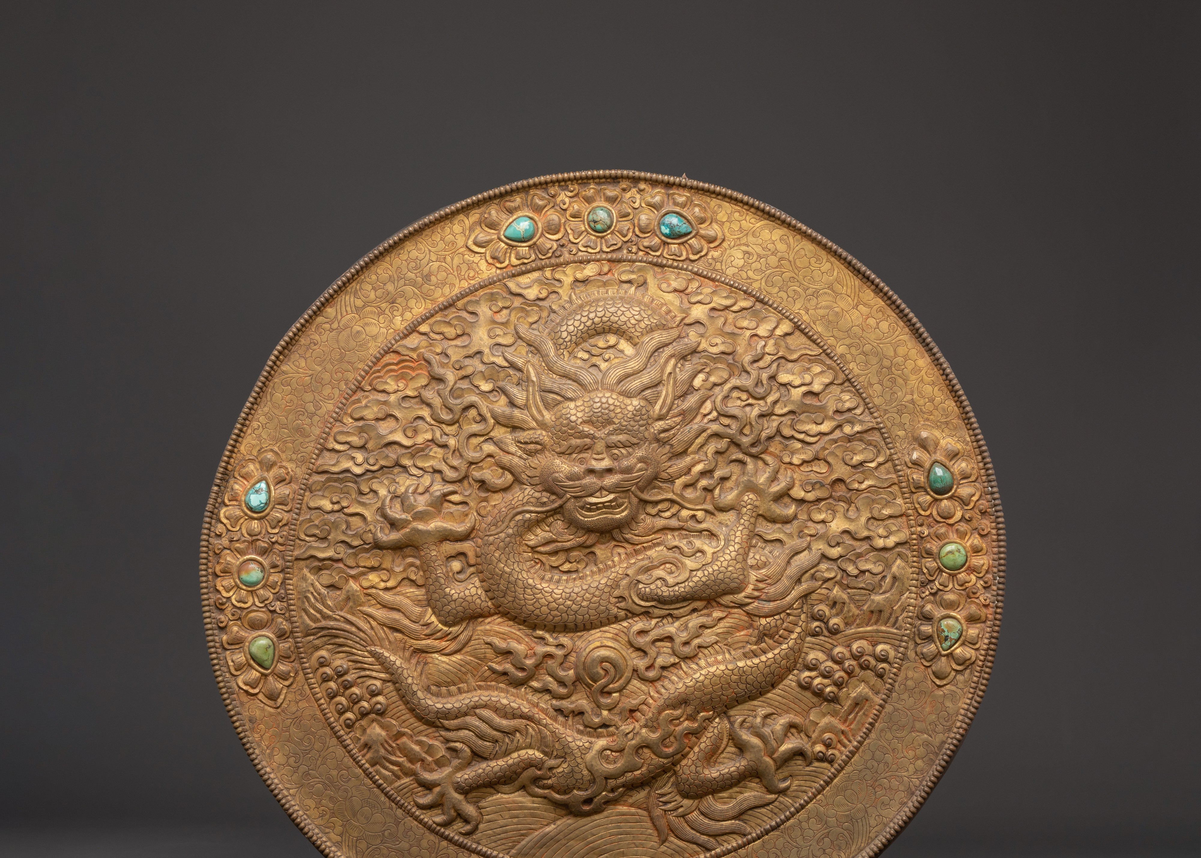 Handcrafted Brass Wall Hanging | Dragon Carved Sacred Wall Hanging