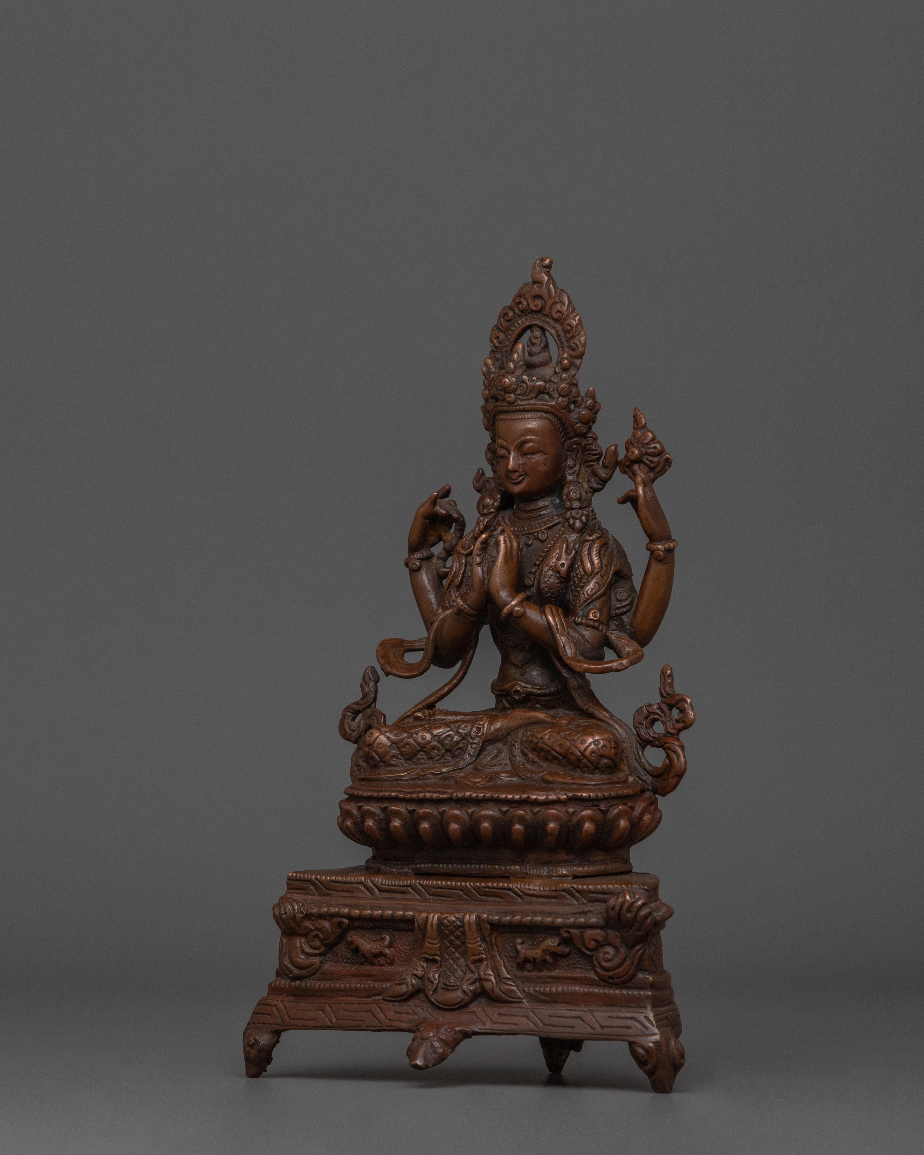 Four Armed Bodhisattva Sculpture | The Great Compassionate One