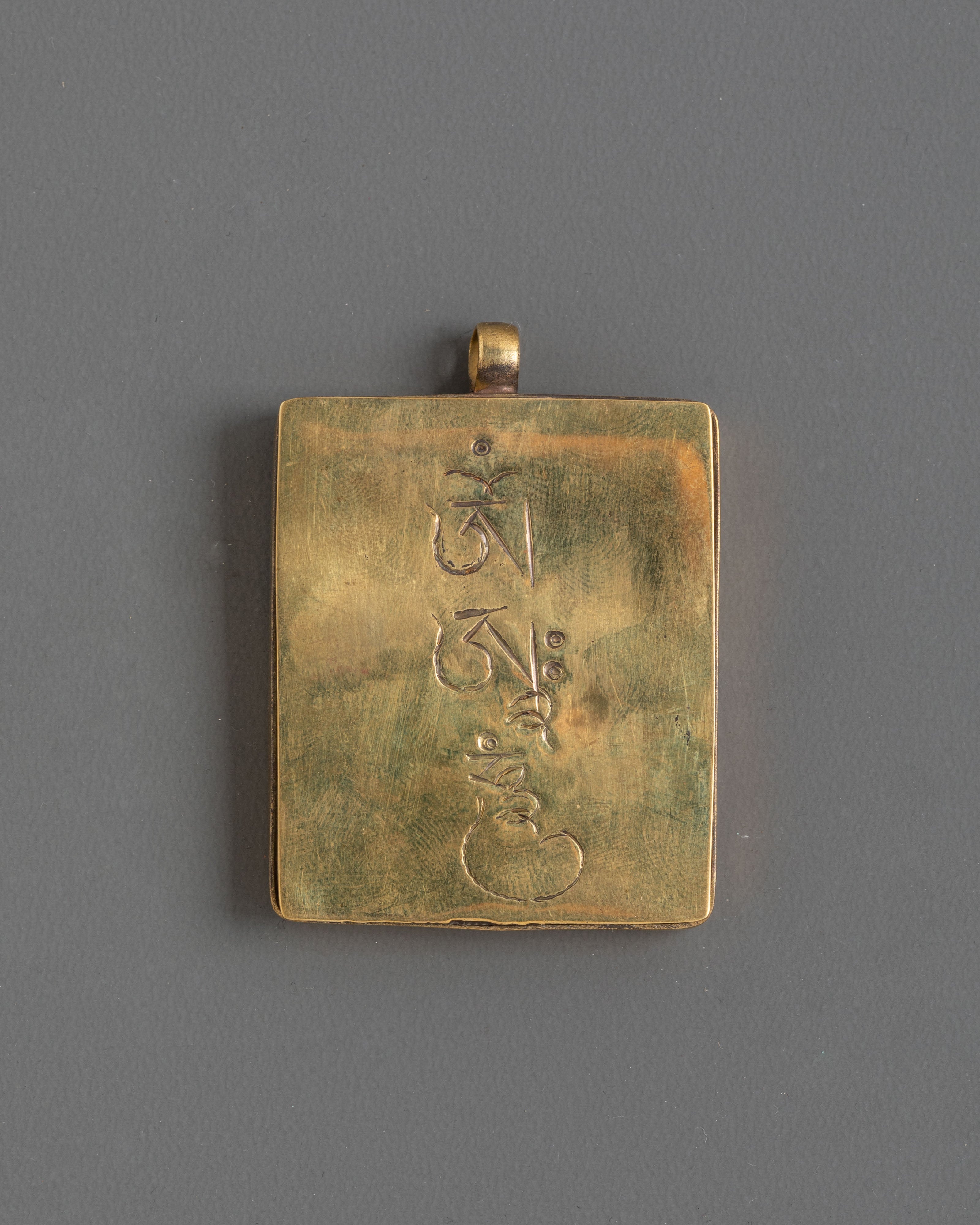 Thangka Green Tara Locket Pandent | Gold-Plated Copper Spiritual Jewelry