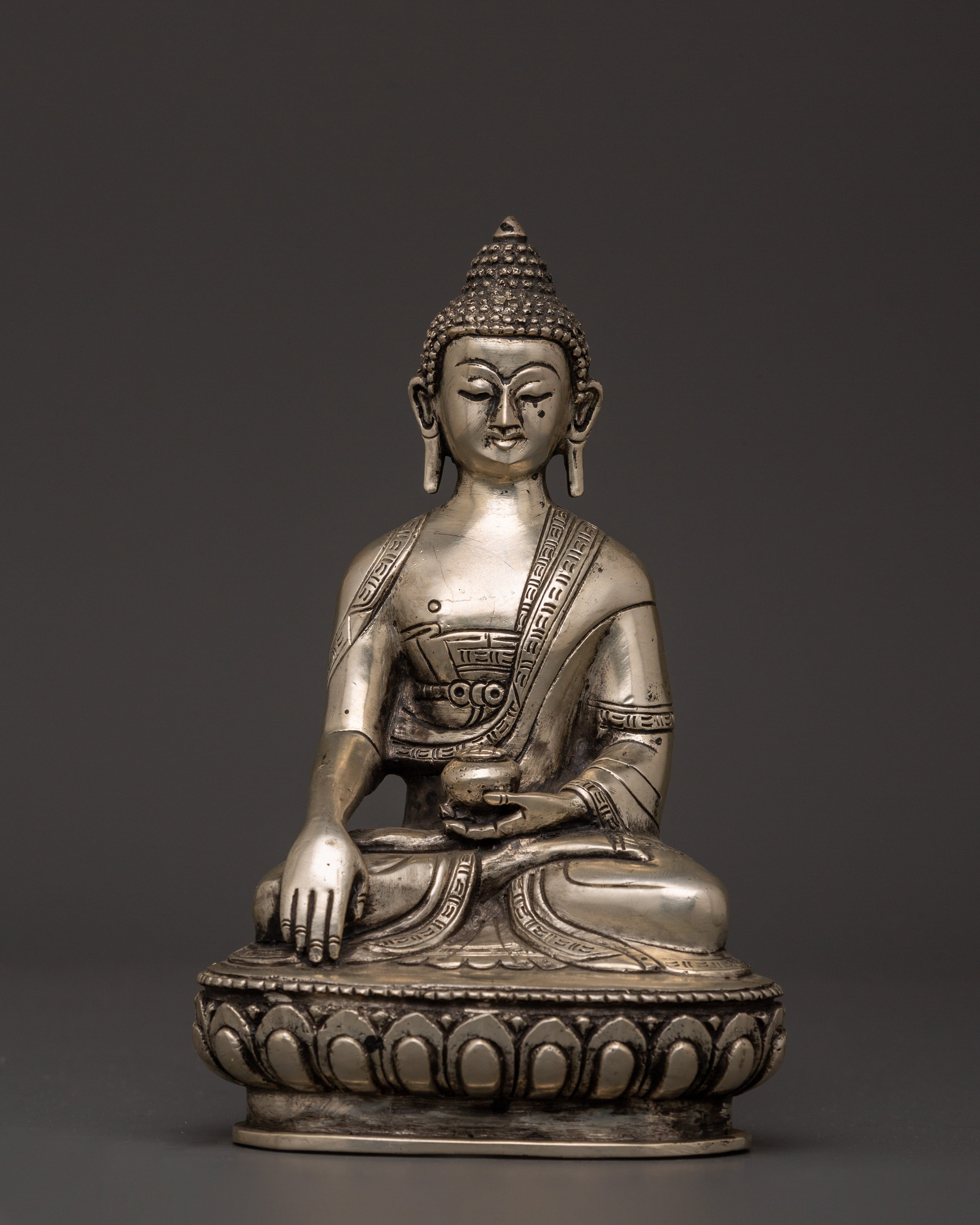 Silver-Plated Shakyamuni Buddha Statue