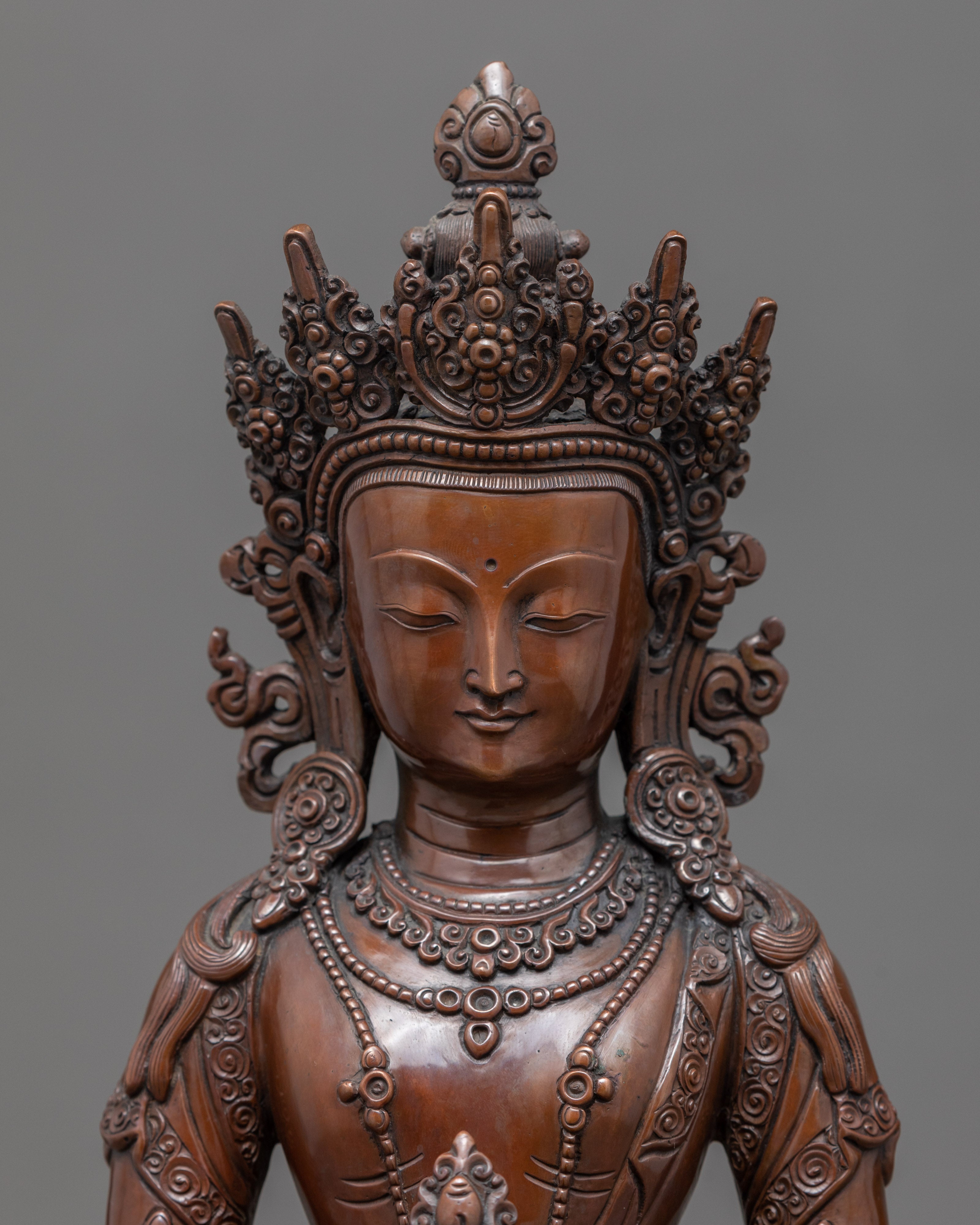 Amitayus Buddha Sculpture | Bodhisattva Copper Art