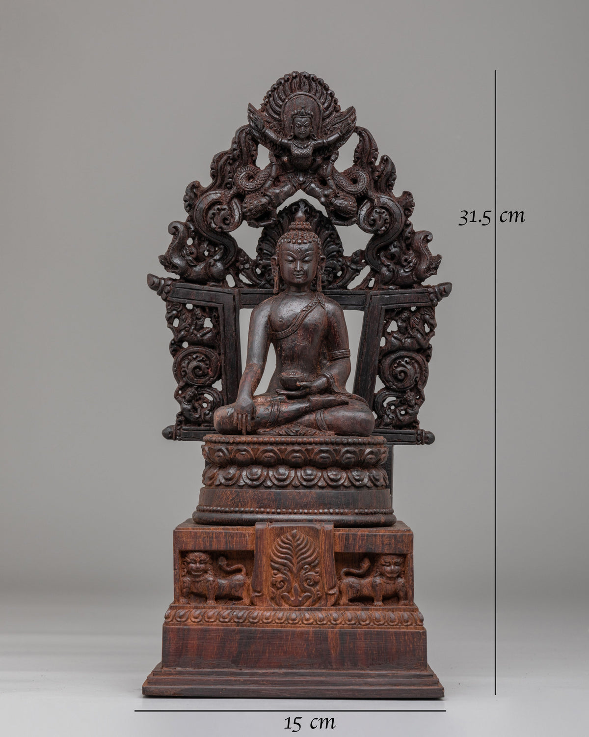 Himalayan Siddhartha Gautama Sculpture | Hand Carved Wooden Shakyamuni Buddha