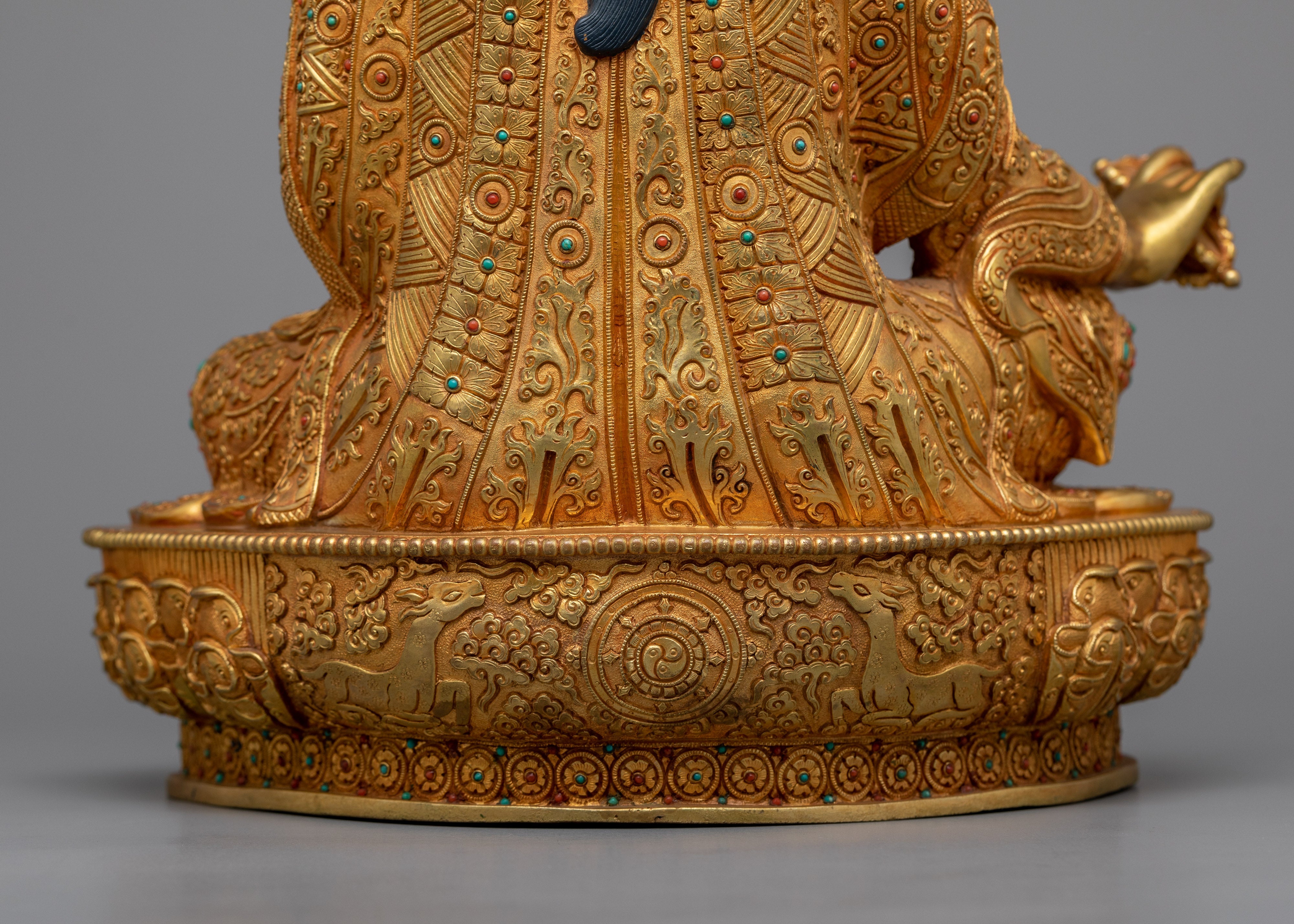 Embrace the Wisdom and Blessings of Guru Rimpoche | Magnificent 24K Gold Gilded Copper Statue