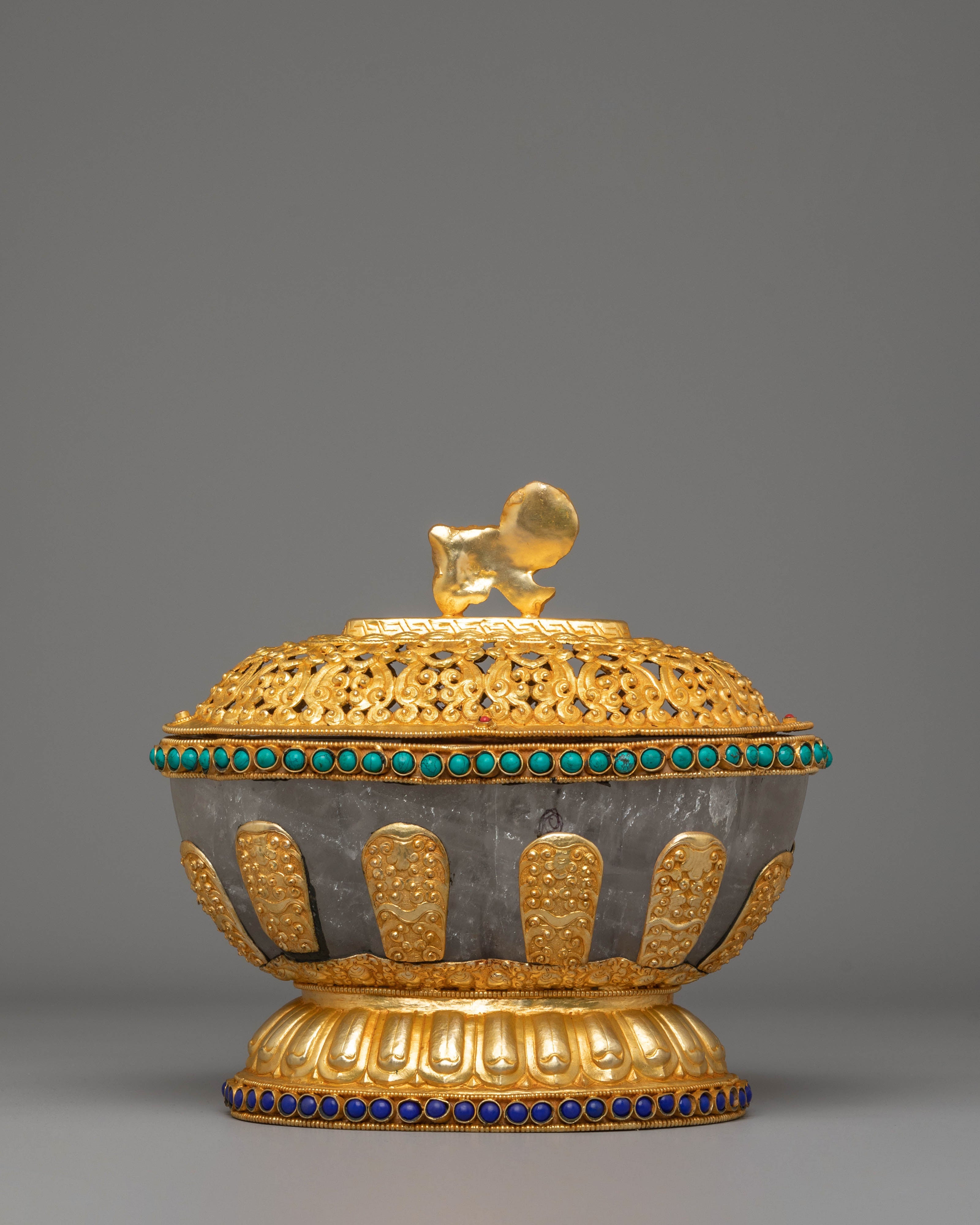 Electro Gold Plated Rice Pot for Offering | Tibetan Buddhist Ritual Tool