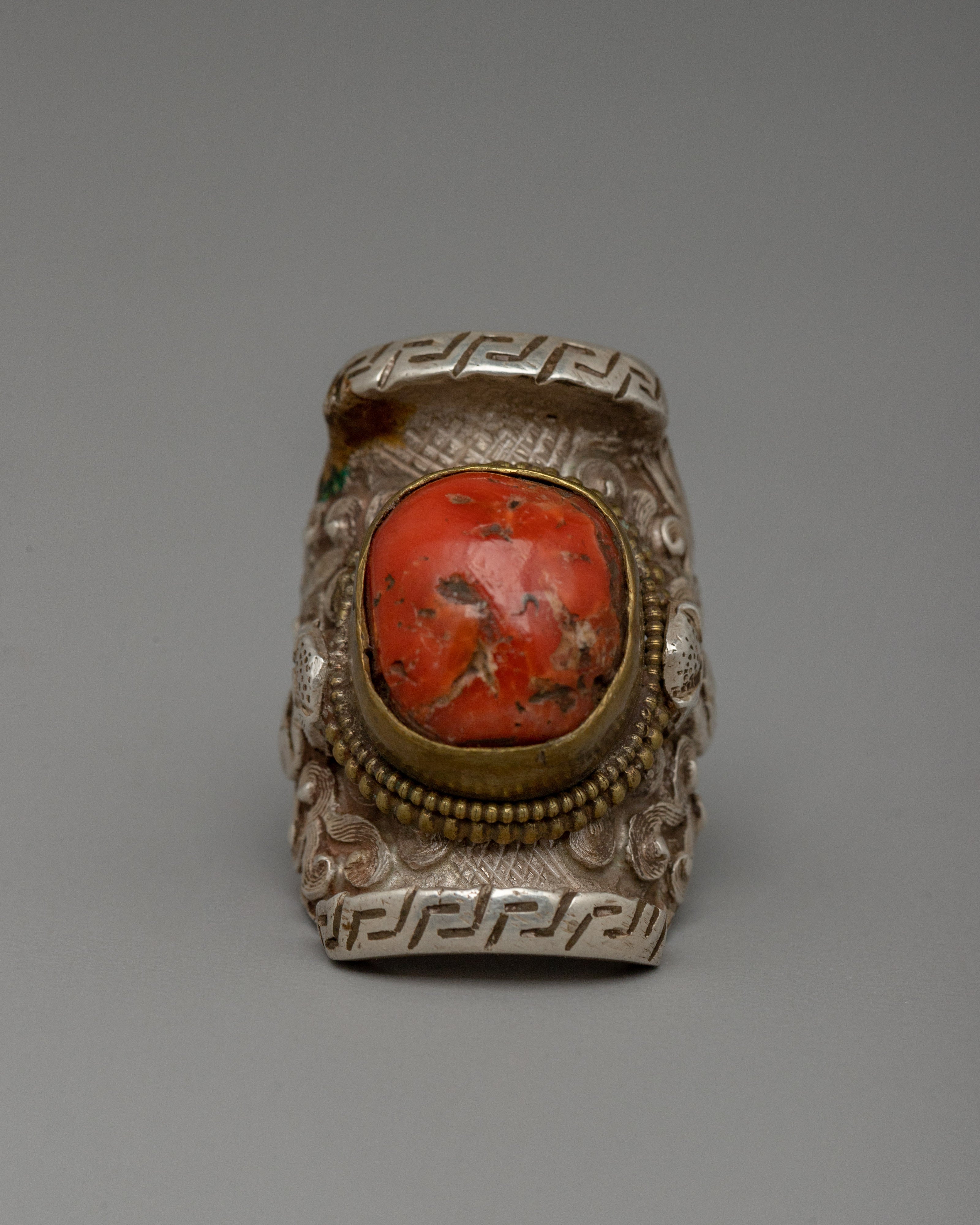Tibetan Coral Ring | A Sacred Symbol of Elegance and Spirituality