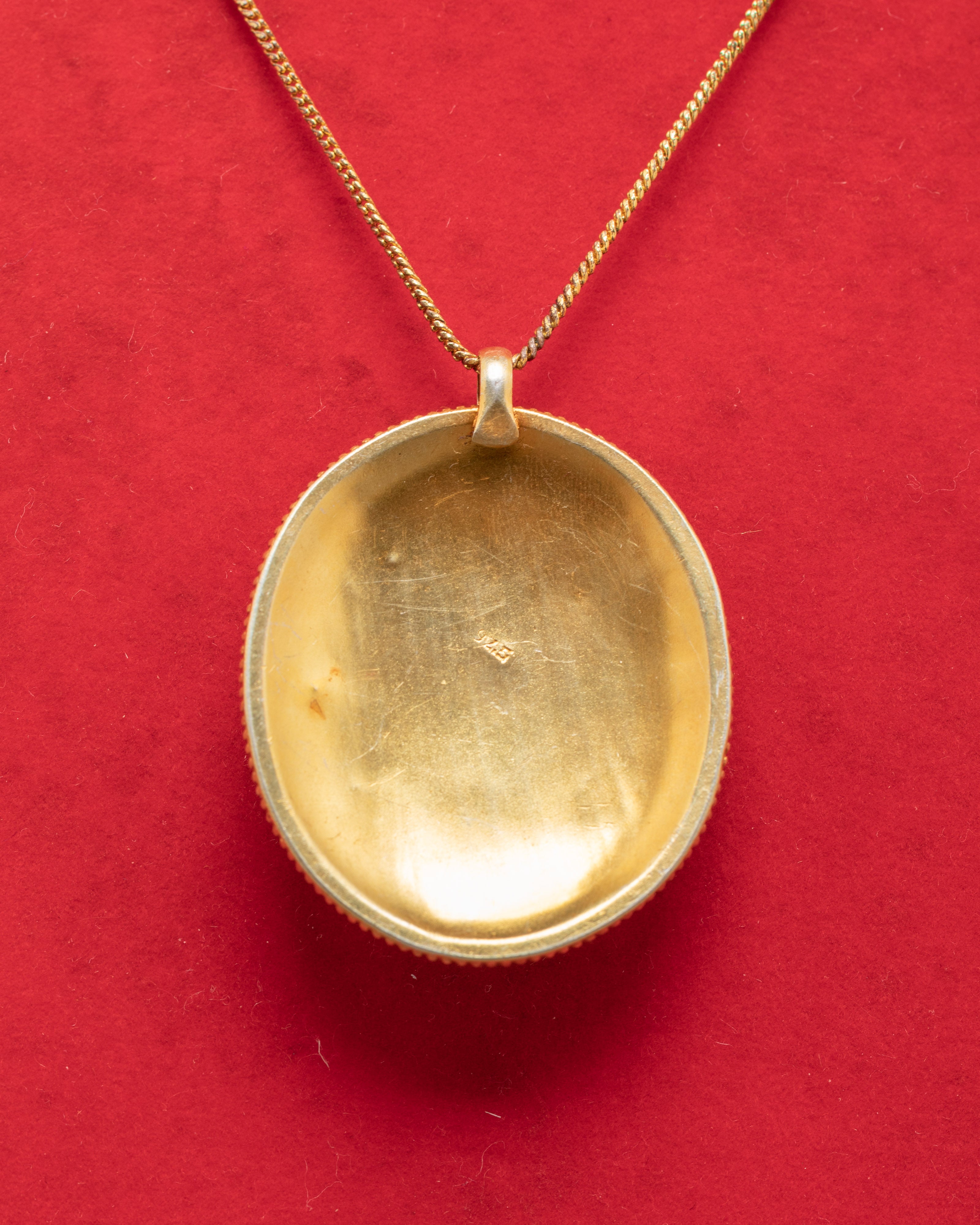 Silver Gold Plated Locket | Panna Stone Locket