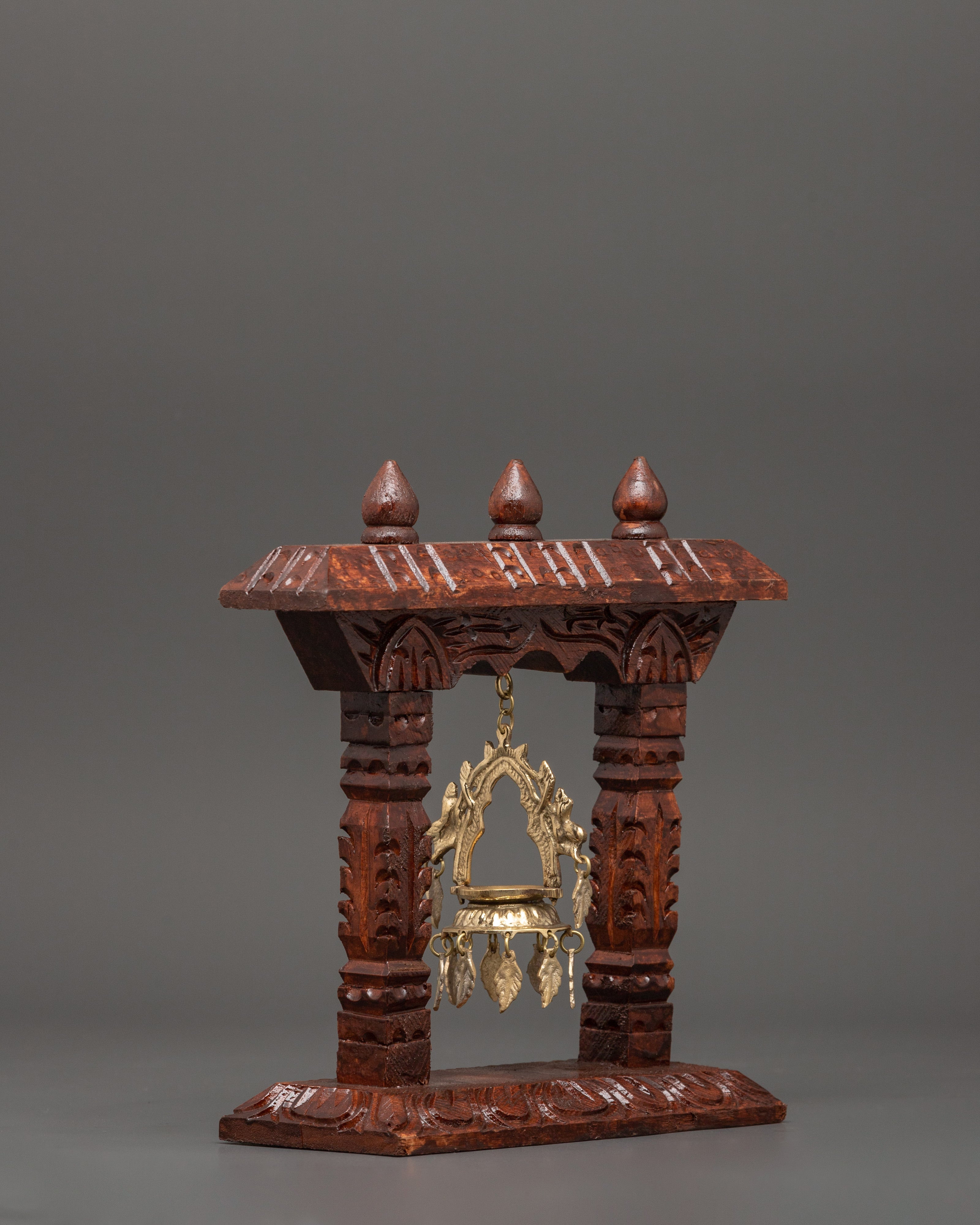 Handcrafted Wooden Khadullu with Brass Dhalucha | Traditional Oil Lamp For Rituals