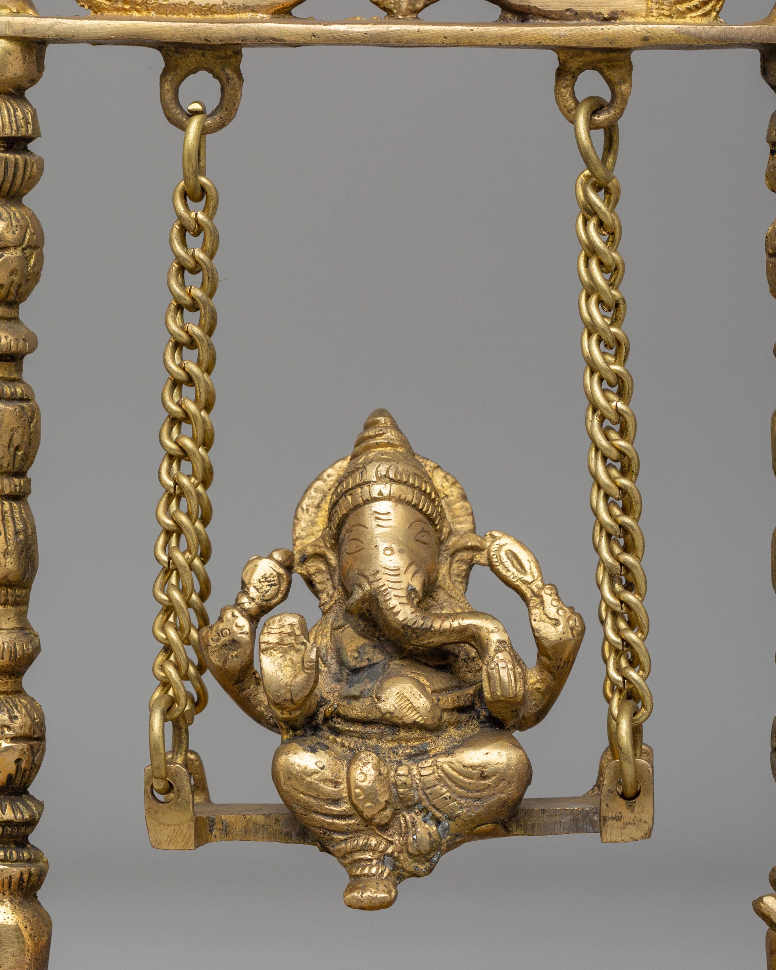 Handmade Ritual Ganesh on Swing | Brass Hindu God Figurine