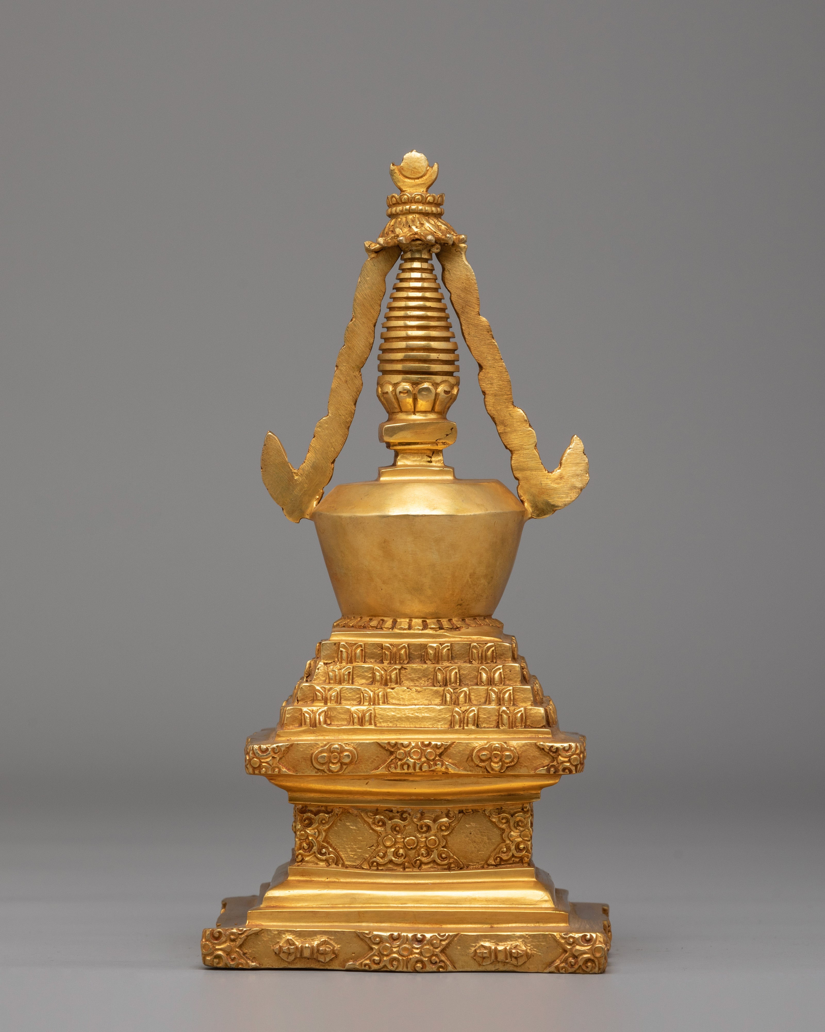 Scared Stupa for Rituals | 24K Gold Plated Buddhist Sacred Art