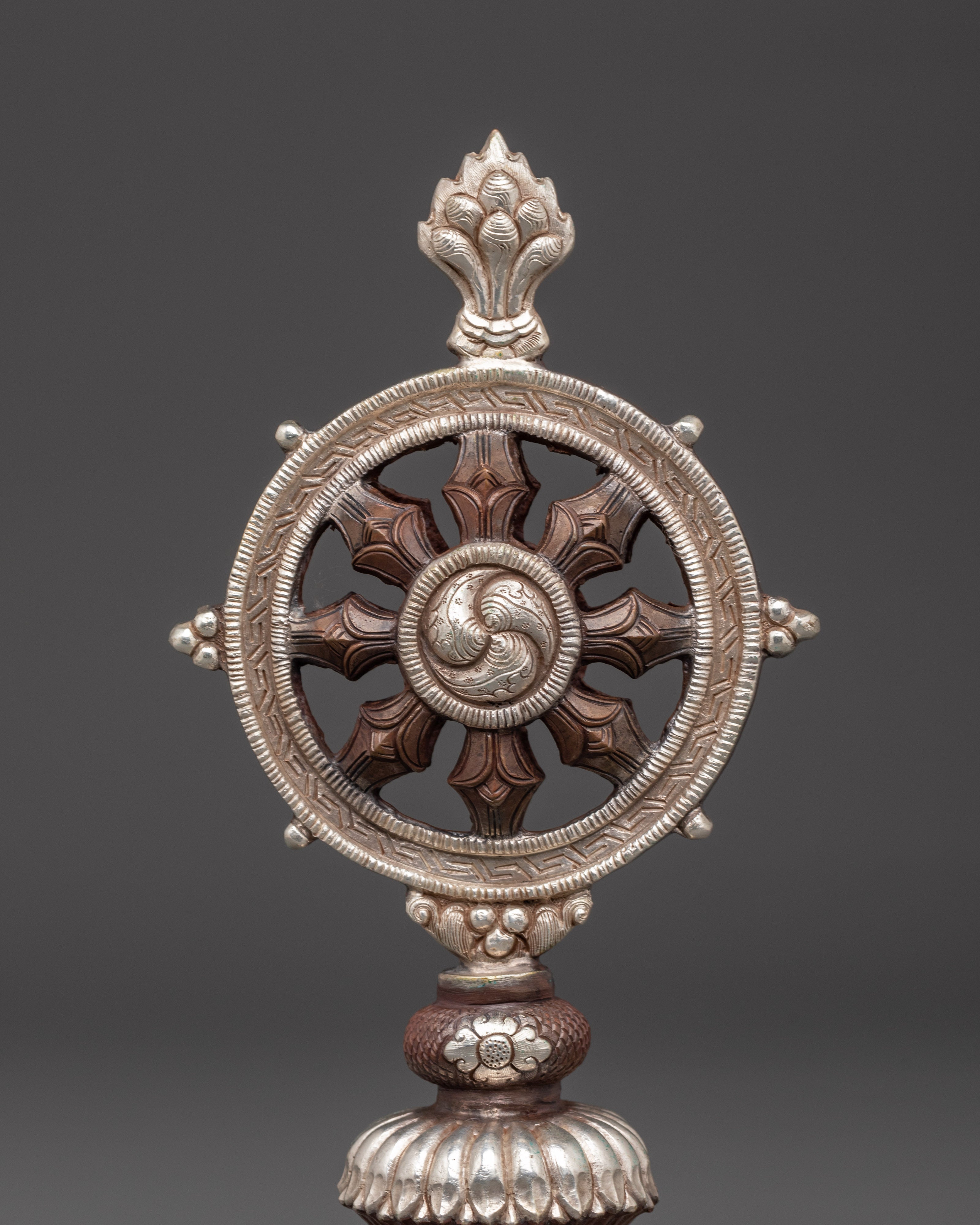 Copper Dharma Wheel for Altar | Himalayan Shrine Decor