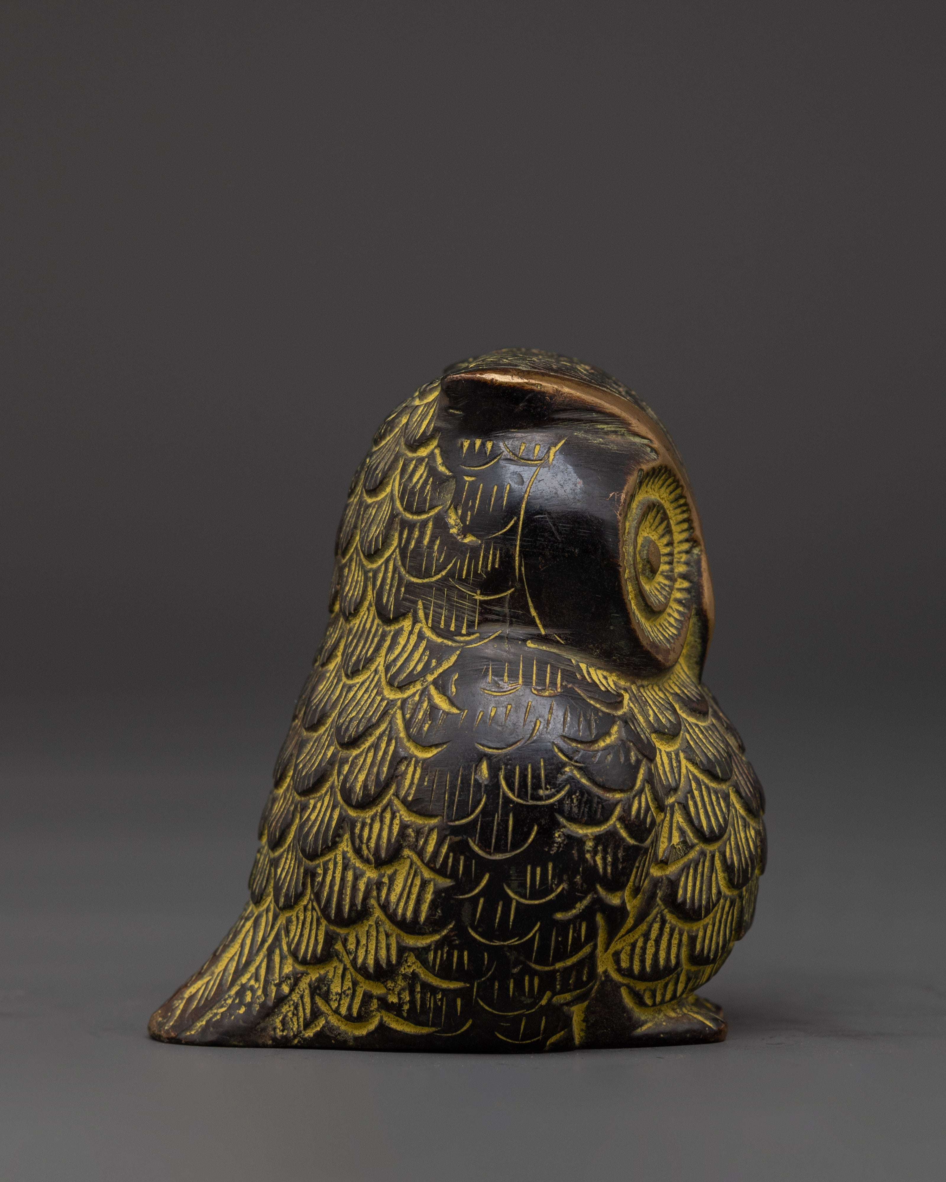 Tibetan Owl Symbol Sculpture | Handcrafted Brass Owl Figurine