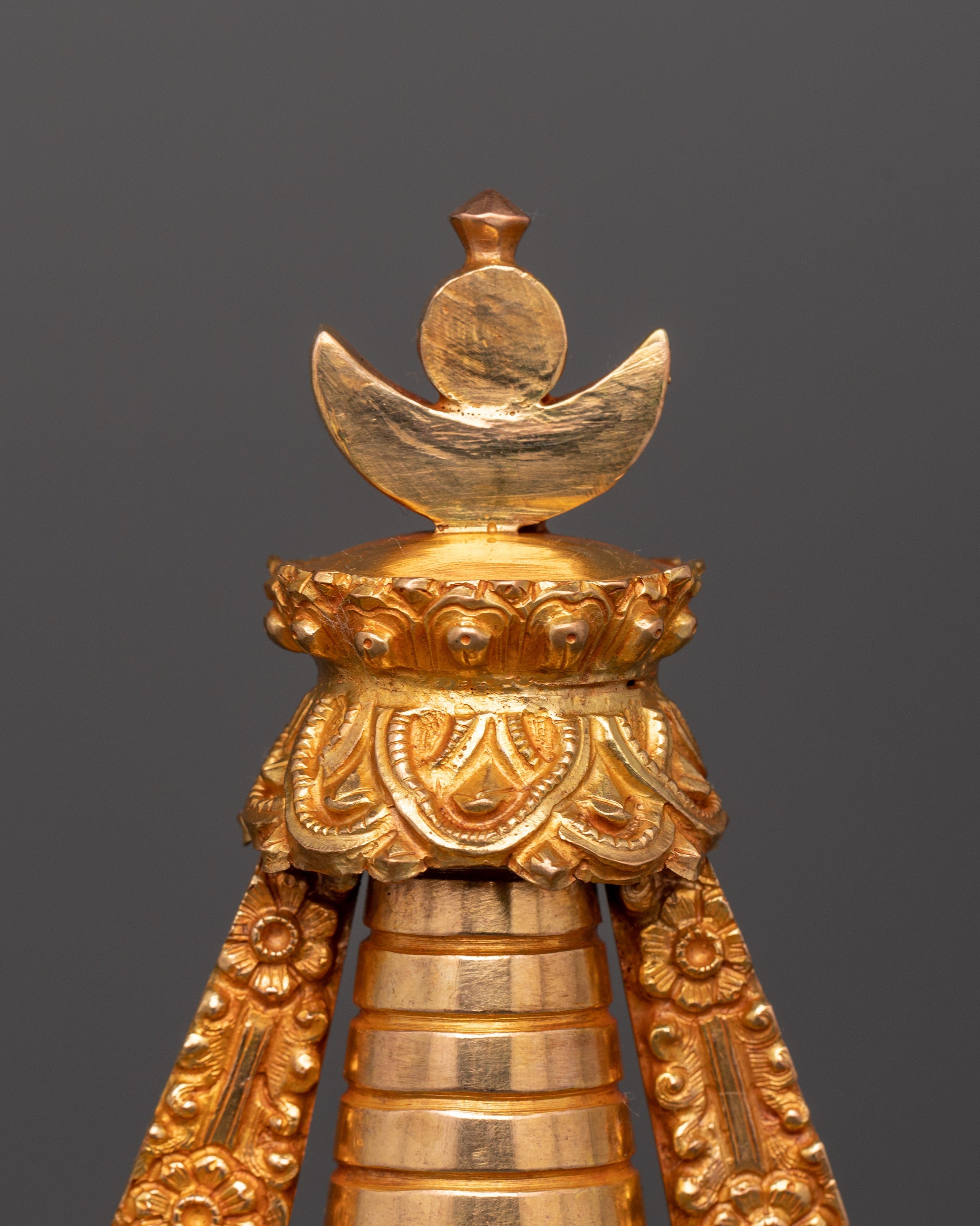 Beautiful Gold Plated Tibetan Stupa | Religious Buddhist Temple