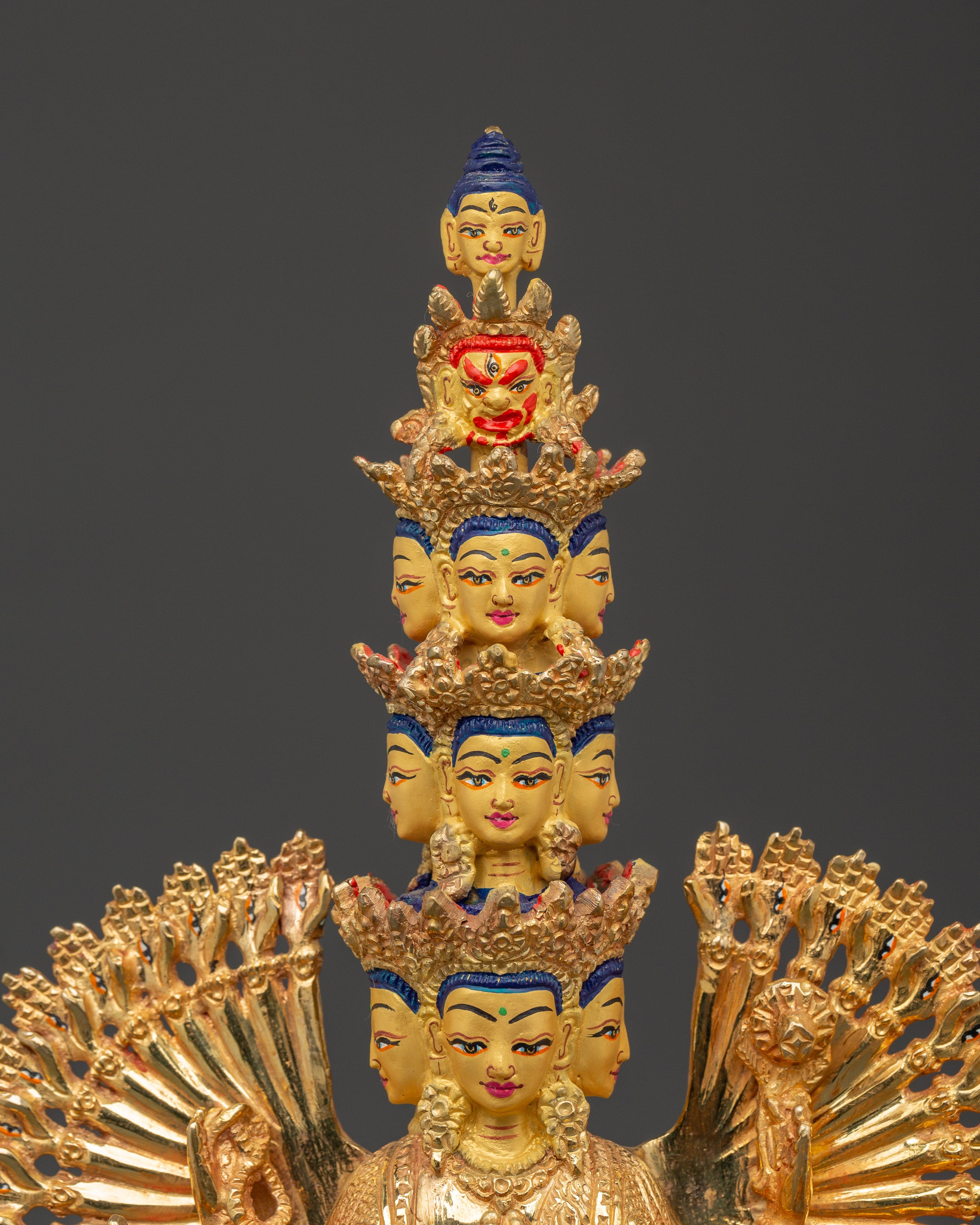 Gold Plated Thousand Armed Chenrezig | Bodhisattva Statue