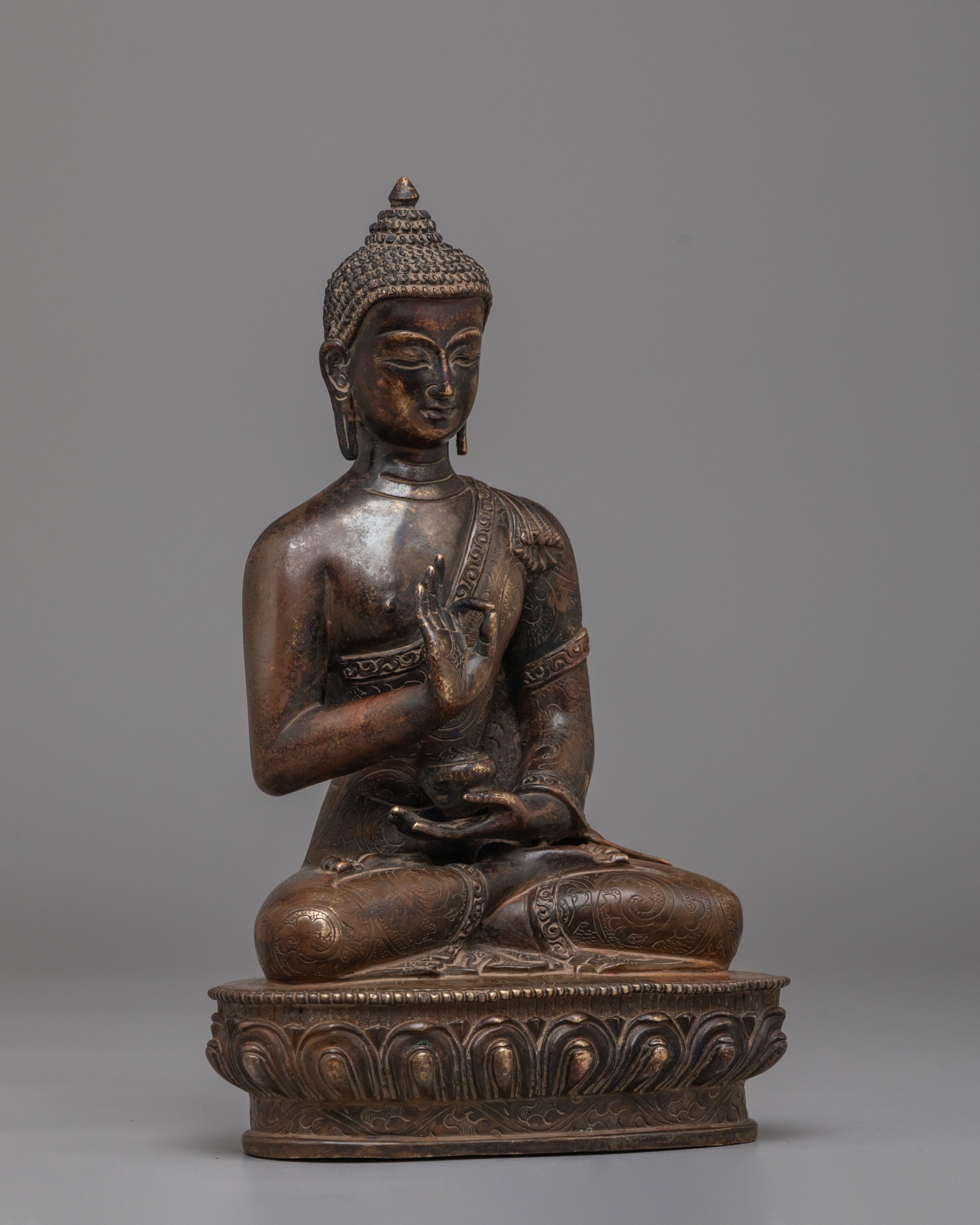 Amogasiddhi Buddha Deity Statue | Oxidized Copper Body